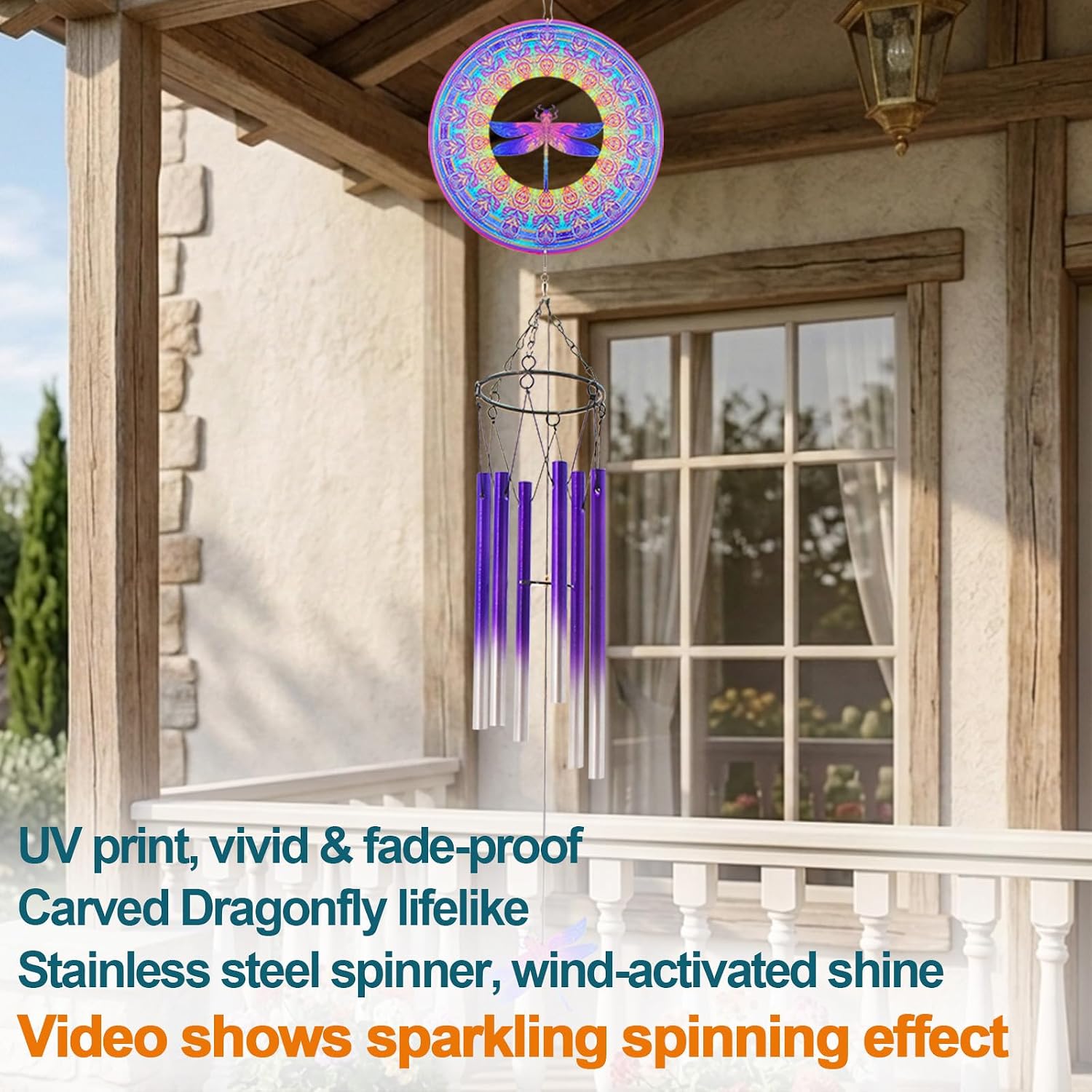 Wind Chimes with Rooster Wind Spinner, Chicken Gifts for Men, Women, Retirement, Teacher, Parents - Outdoor Hanging Decor Clearance for Garden, Patio, Backyard Or Porch