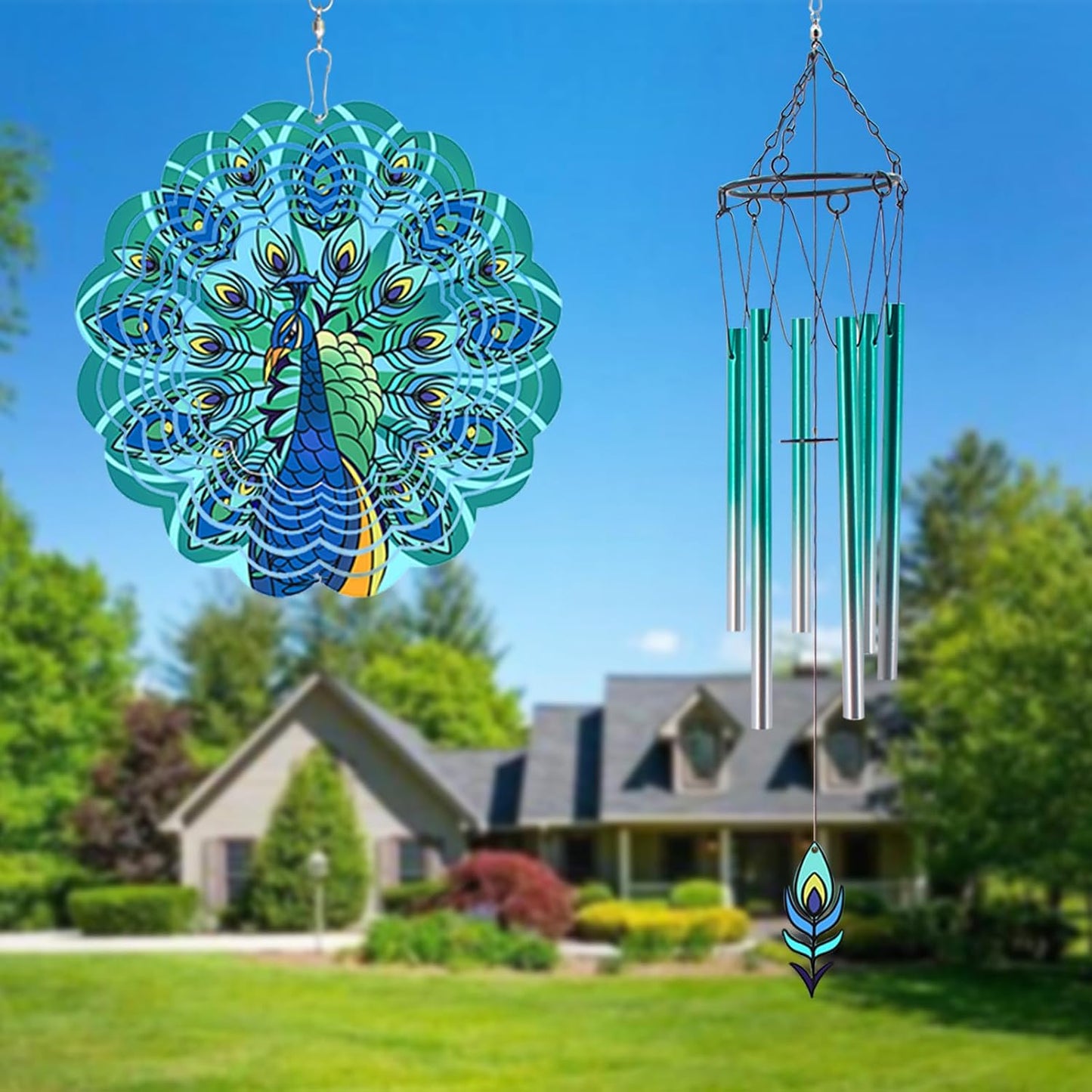 Wind Chimes with Rooster Wind Spinner, Chicken Gifts for Men, Women, Retirement, Teacher, Parents - Outdoor Hanging Decor Clearance for Garden, Patio, Backyard Or Porch