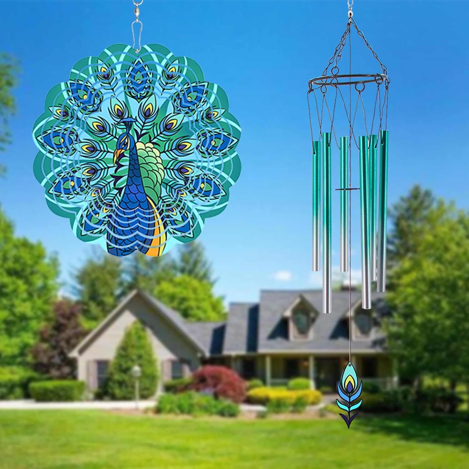 Wind Chimes with Rooster Wind Spinner, Chicken Gifts for Men, Women, Retirement, Teacher, Parents - Outdoor Hanging Decor Clearance for Garden, Patio, Backyard Or Porch
