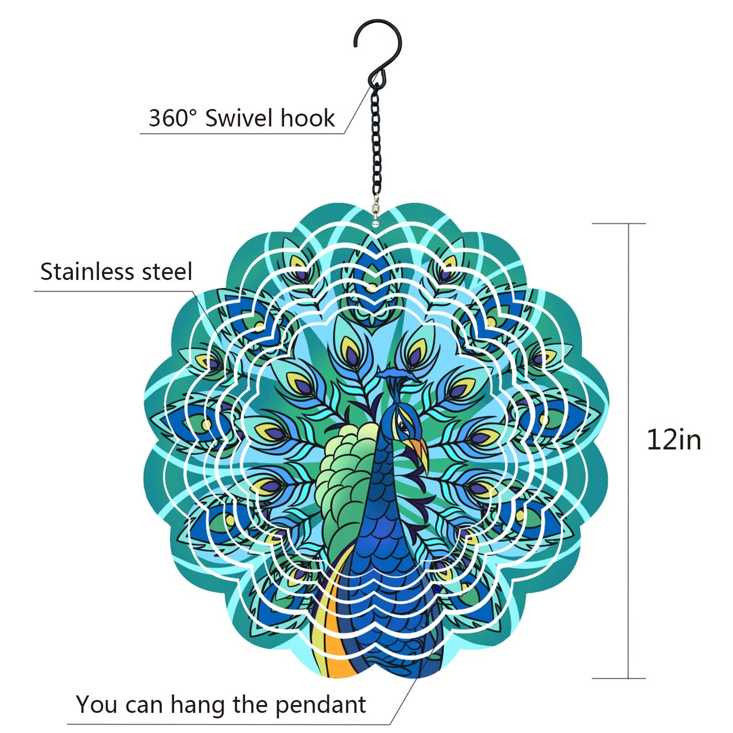 Butterfly Large Metal Wind Spinners - Butterfly Gifts for Women Mom Grandma Wife,15 inch Hanging Wind Spinner for Outdoor & Indoor Decorations,Wind Spinner for Christmas Ornament Gifts