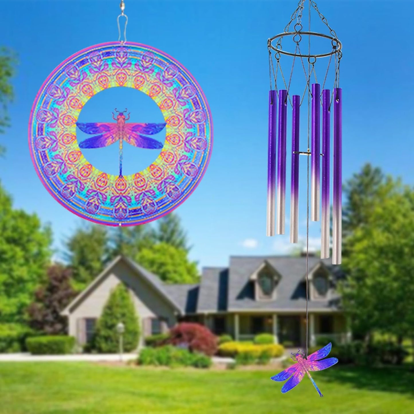 Wind Chimes with Rooster Wind Spinner, Chicken Gifts for Men, Women, Retirement, Teacher, Parents - Outdoor Hanging Decor Clearance for Garden, Patio, Backyard Or Porch