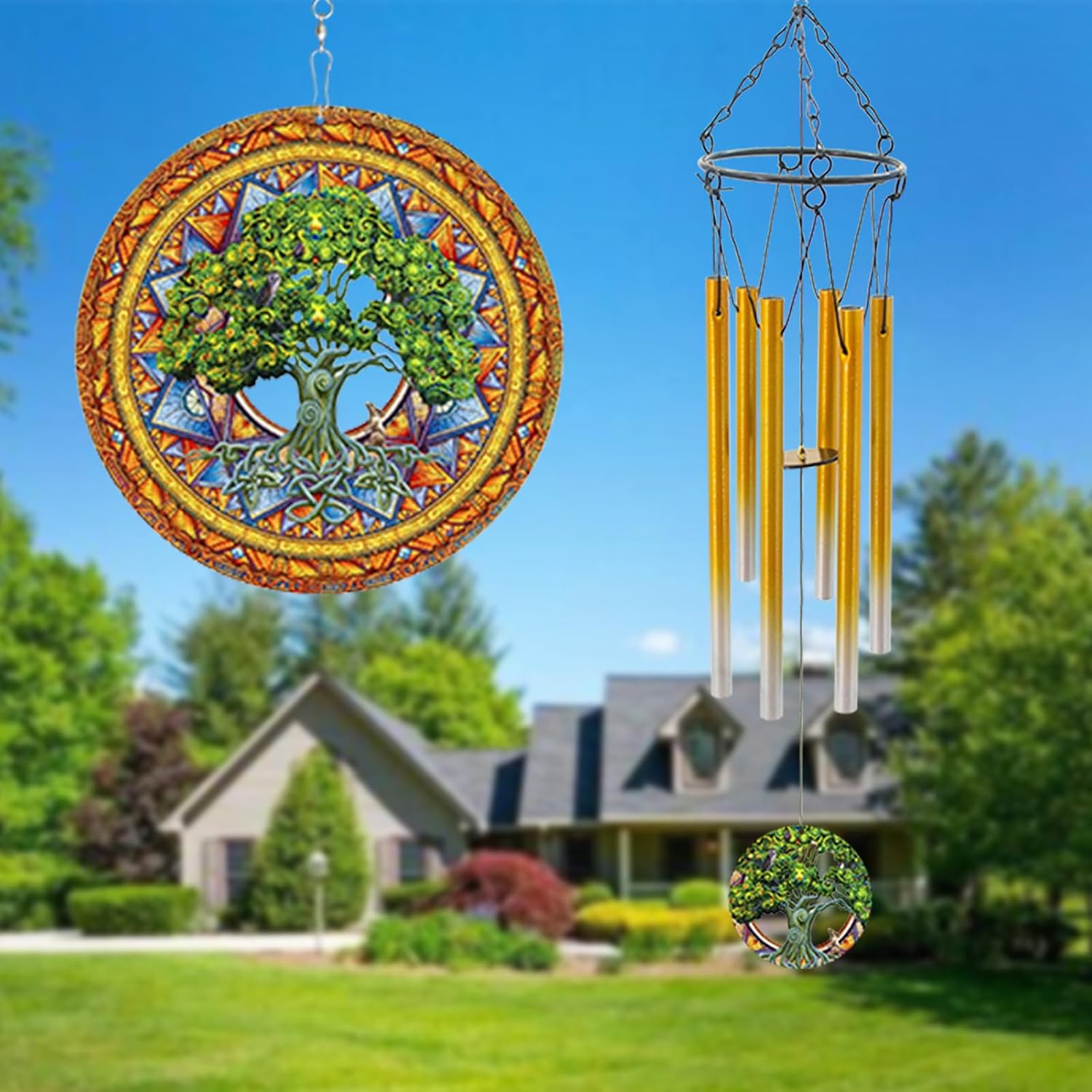 Wind Chimes with Rooster Wind Spinner, Chicken Gifts for Men, Women, Retirement, Teacher, Parents - Outdoor Hanging Decor Clearance for Garden, Patio, Backyard Or Porch
