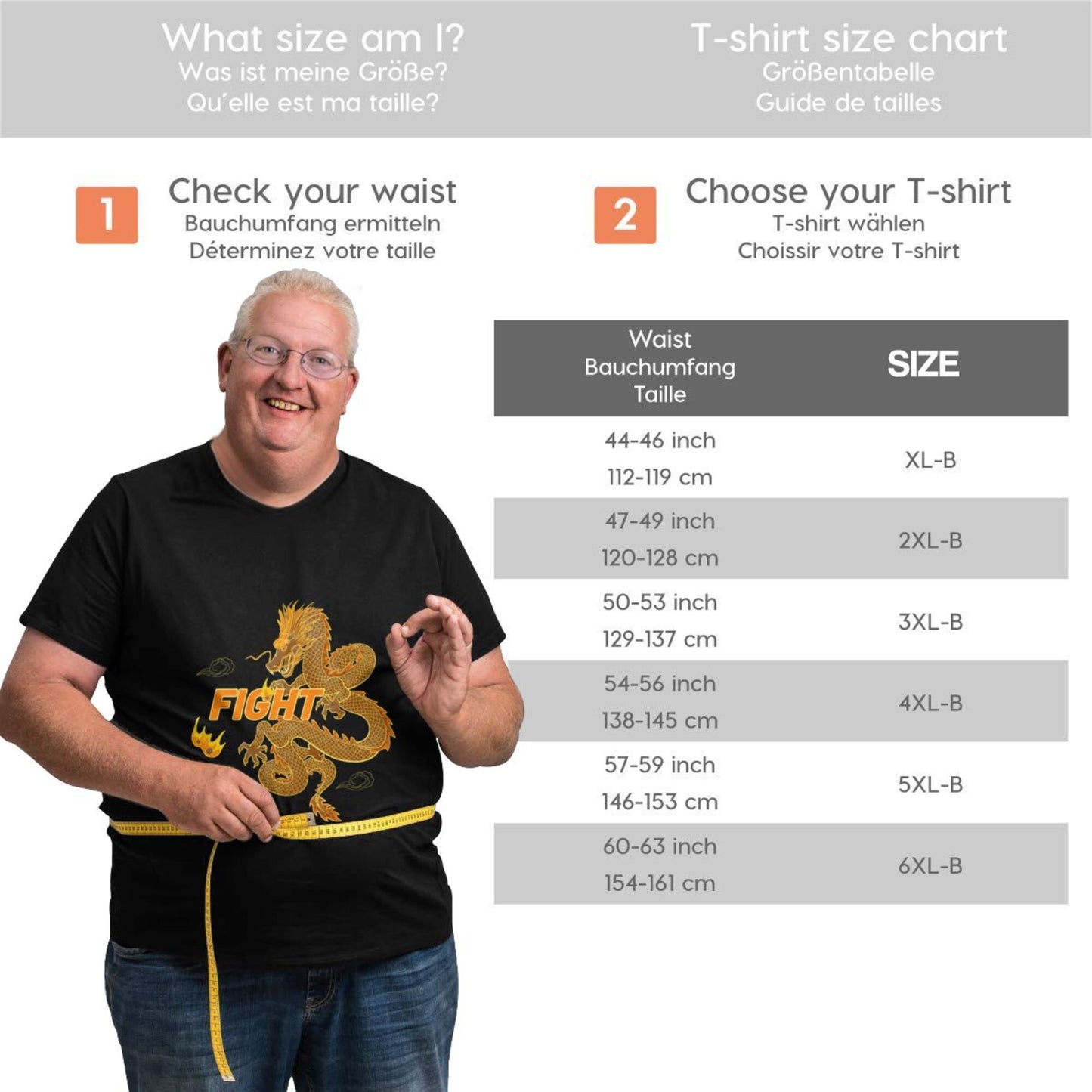 Dragon Design Men Extra Large Plus Size Oversized T Shirts