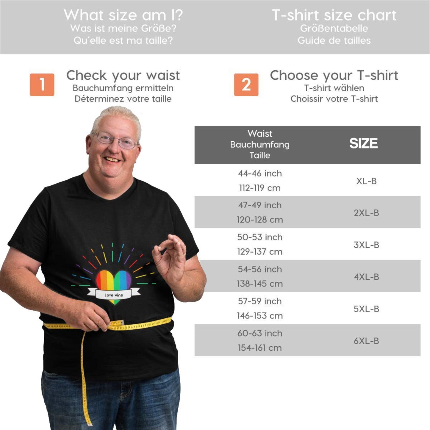 Heart-Shaped Rainbow Extra Large Tall Mens T Shirts