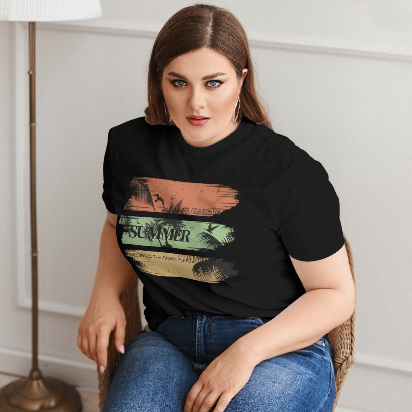 Palm Tree Extra Large Plus Size T Shirts For Women