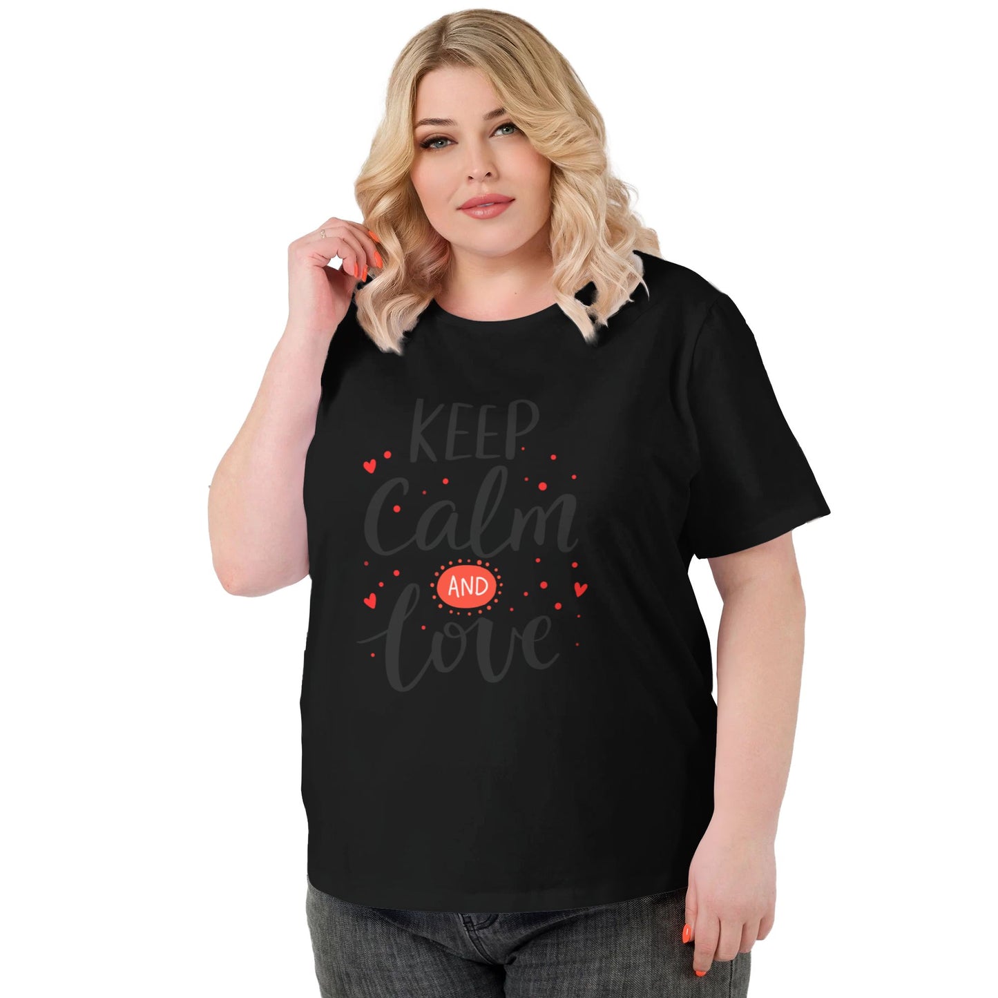 Keep Calm And Love Extra Large Plus Size T Shirts For Women