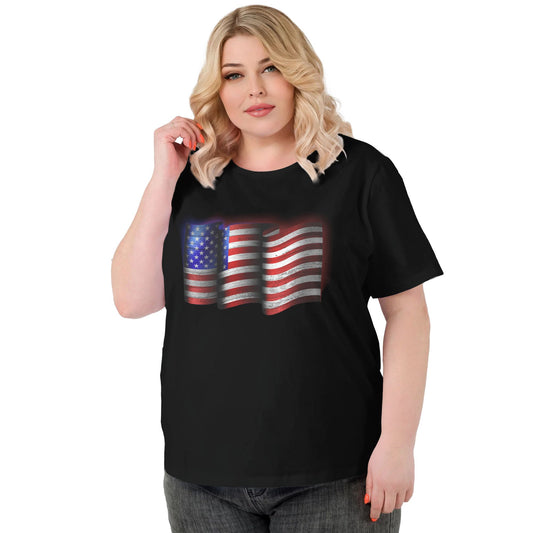 Flag Design Extra Large Plus Size T Shirts For Women