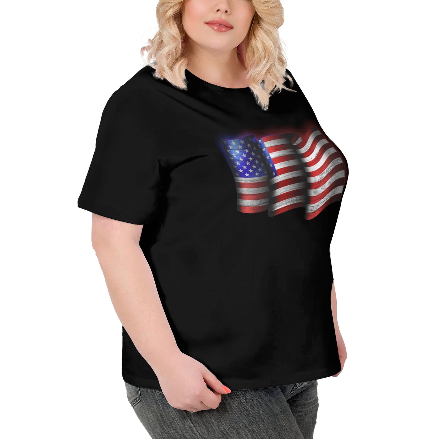 Flag Design Extra Large Plus Size T Shirts For Women