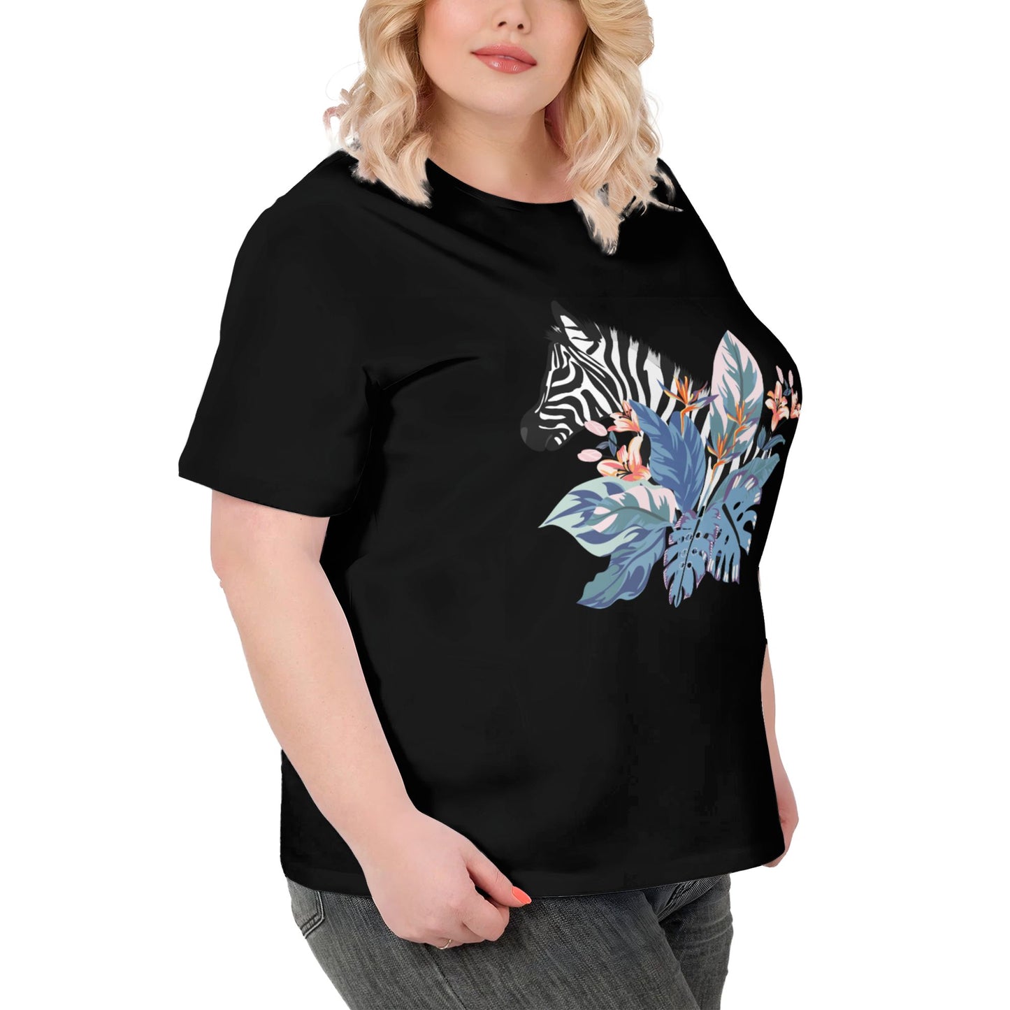 Zebra Design Women Extra Large Plus Size T Shirts