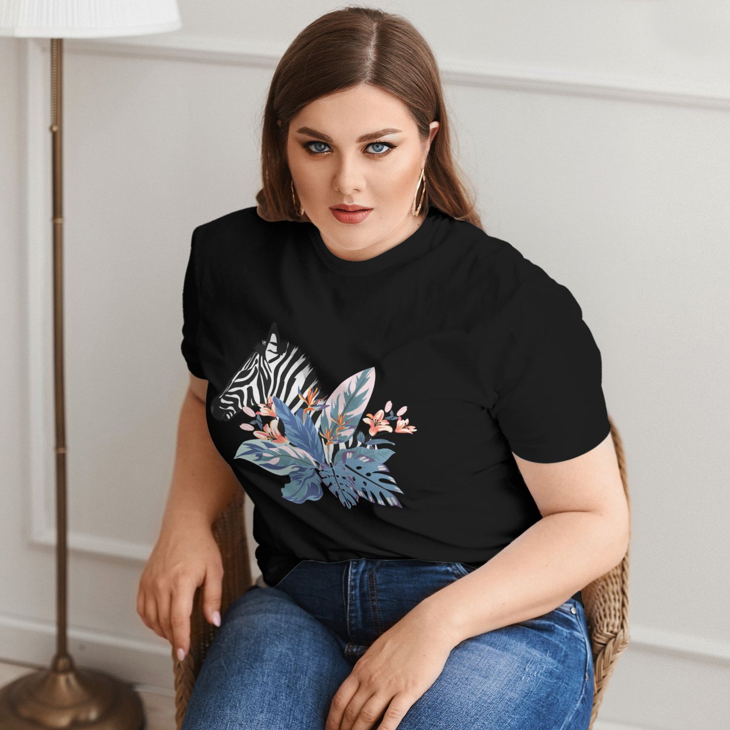 Zebra Design Women Extra Large Plus Size T Shirts
