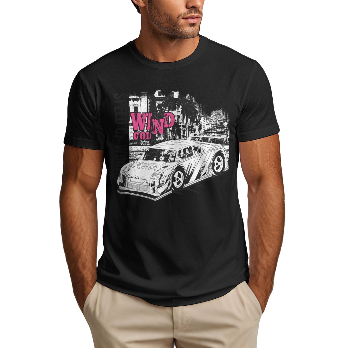 Wind Speed Short Sleeve Cotton T-Shirt For Men