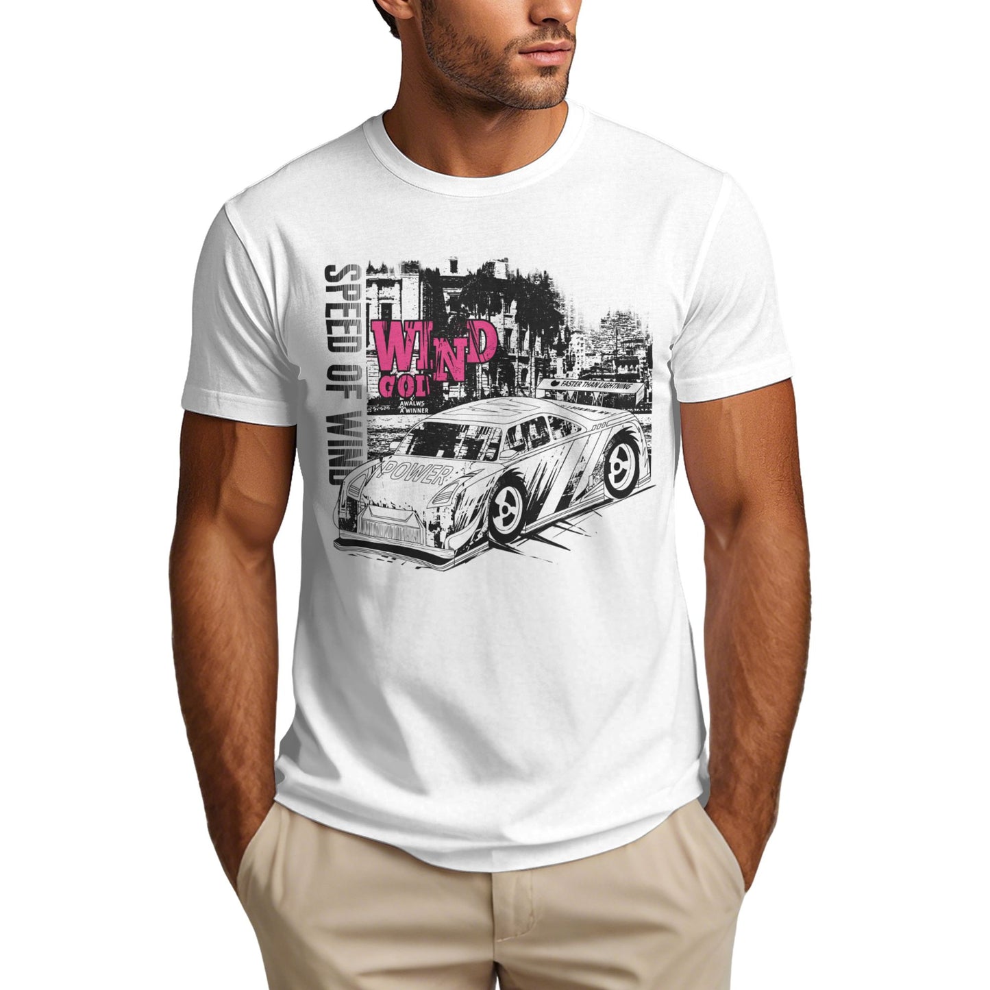 Wind Speed Short Sleeve Cotton T-Shirt For Men