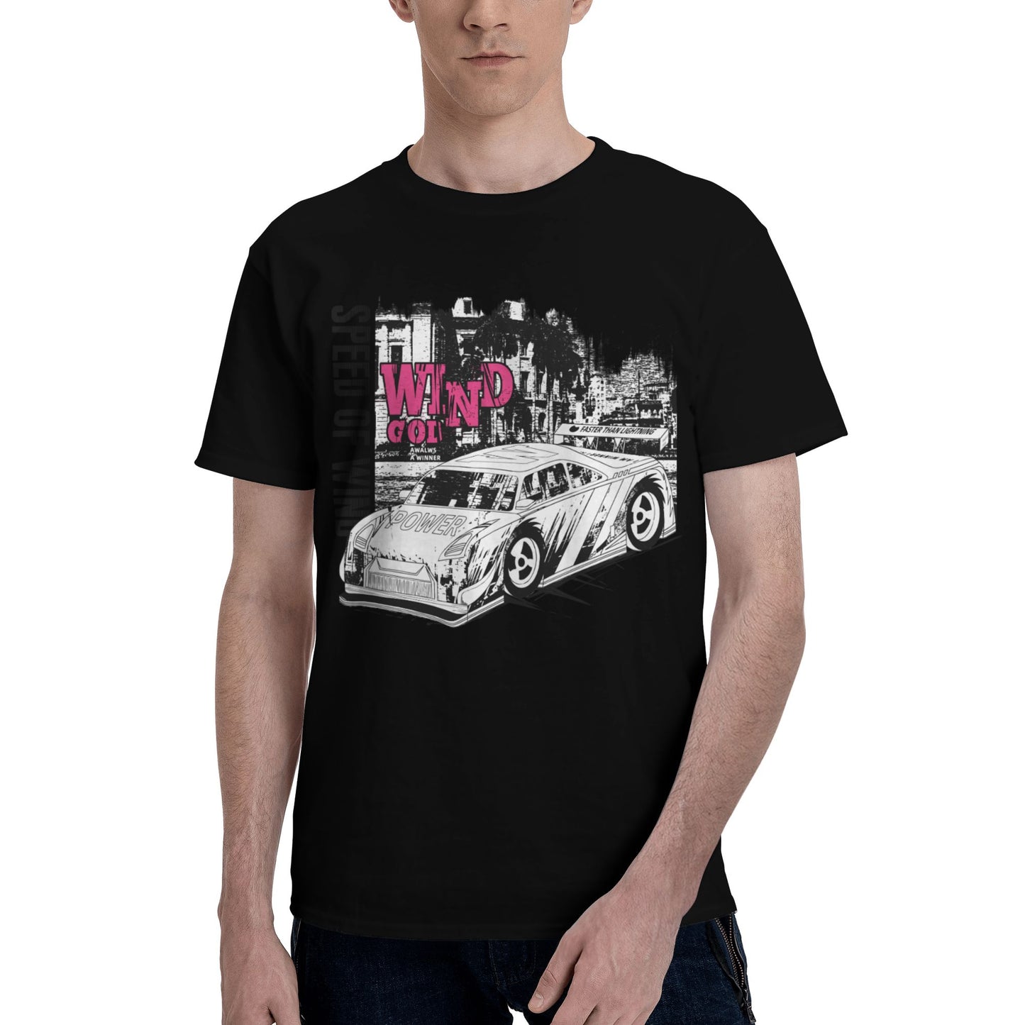 Wind Speed Short Sleeve Cotton T-Shirt For Men
