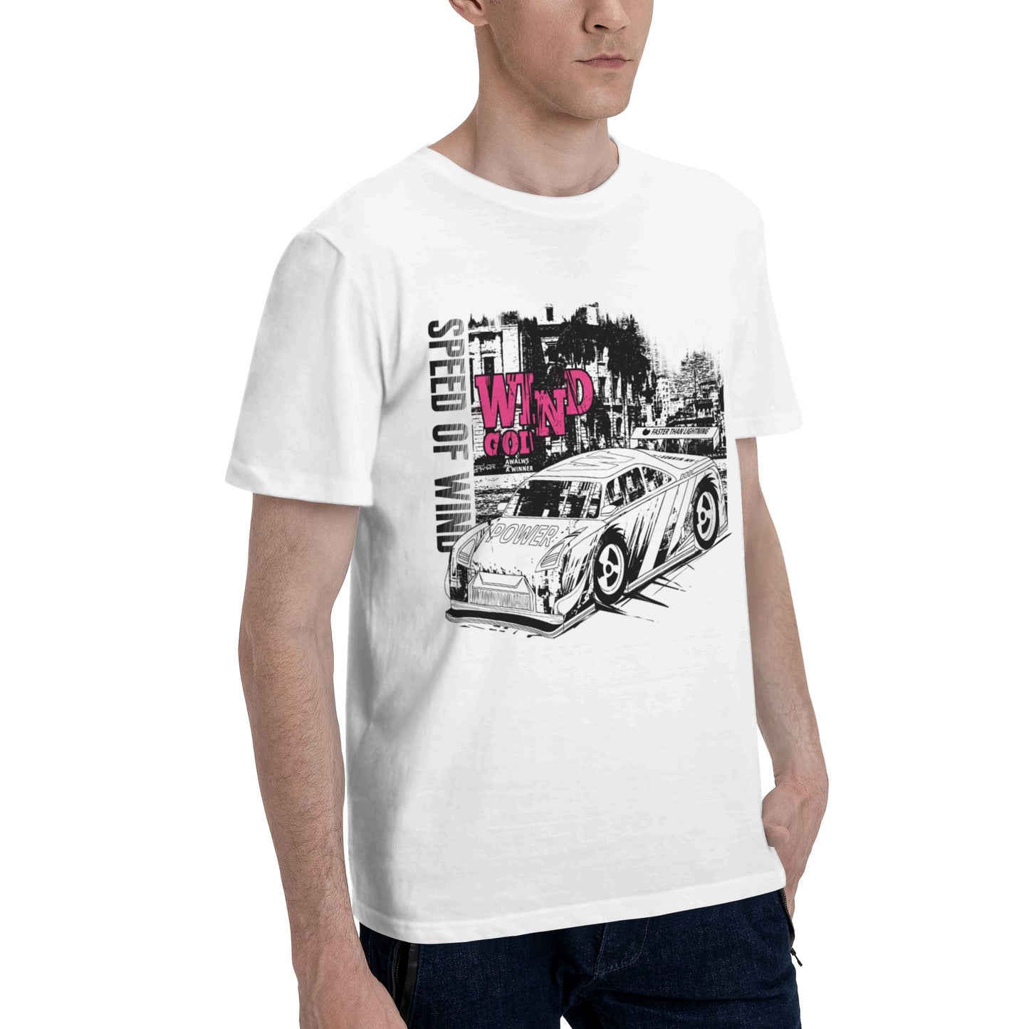 Wind Speed Short Sleeve Cotton T-Shirt For Men