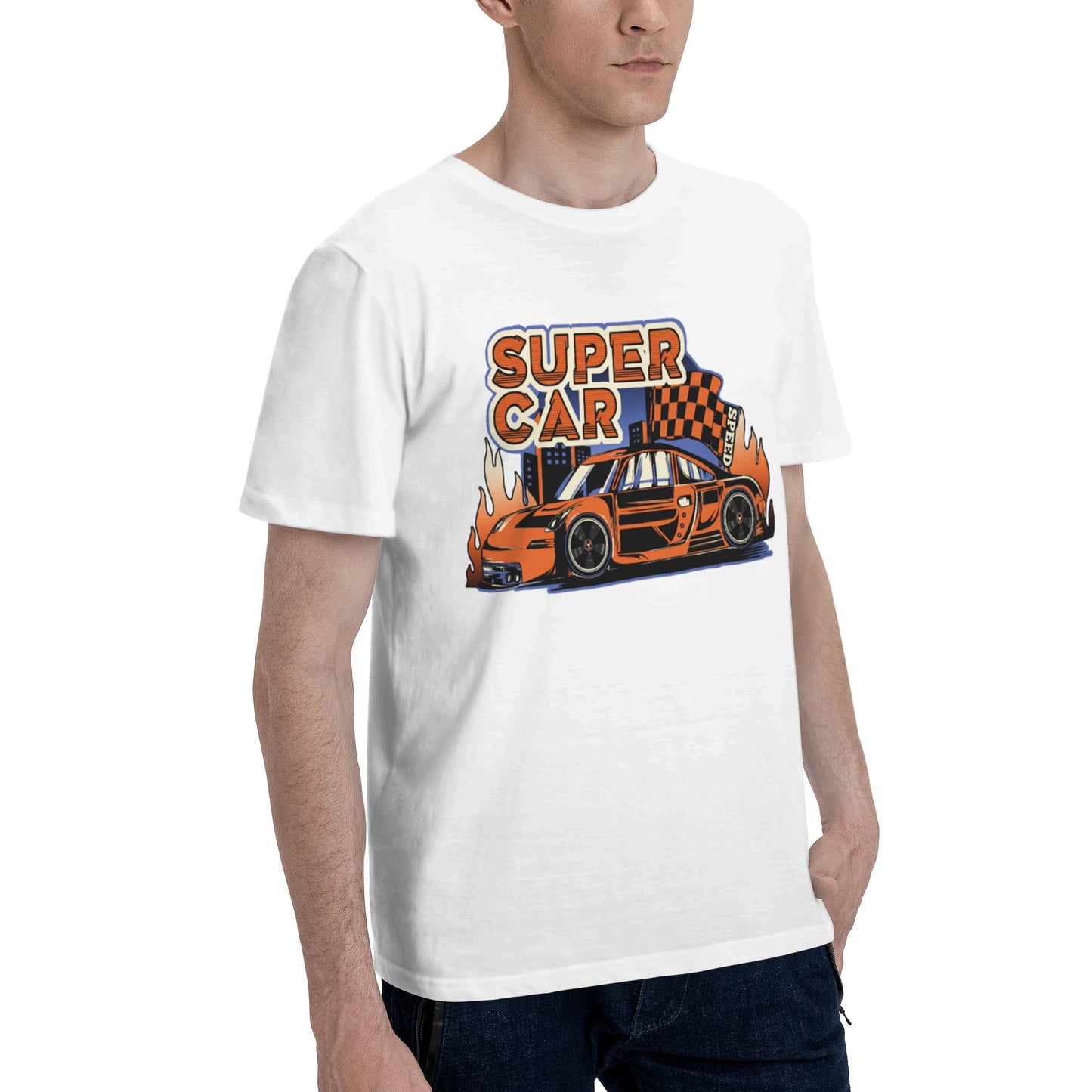 Super Car Short Sleeve Cotton T-Shirt For Men