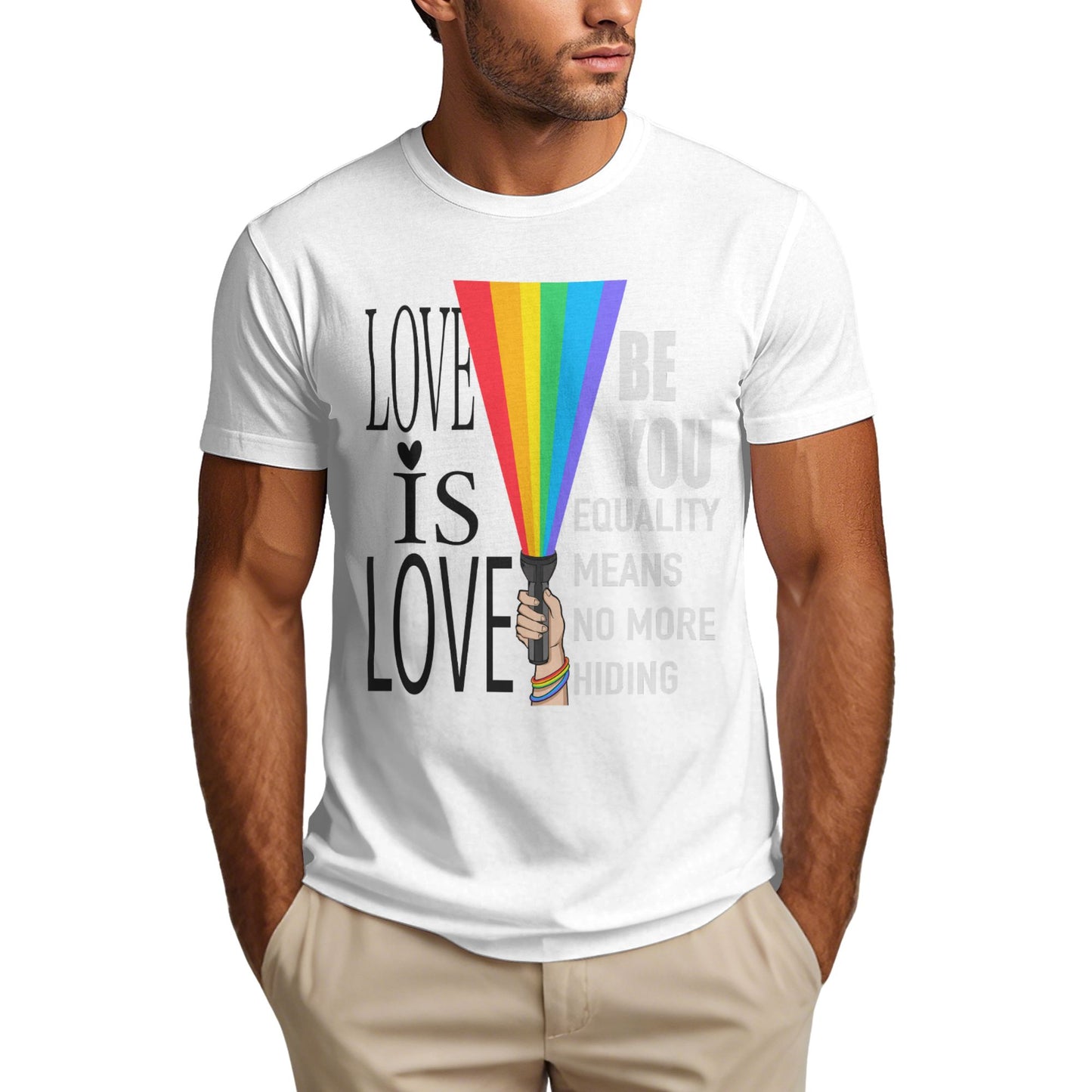 Rainbow Flashlight Short Sleeve Cotton T-Shirt For Men