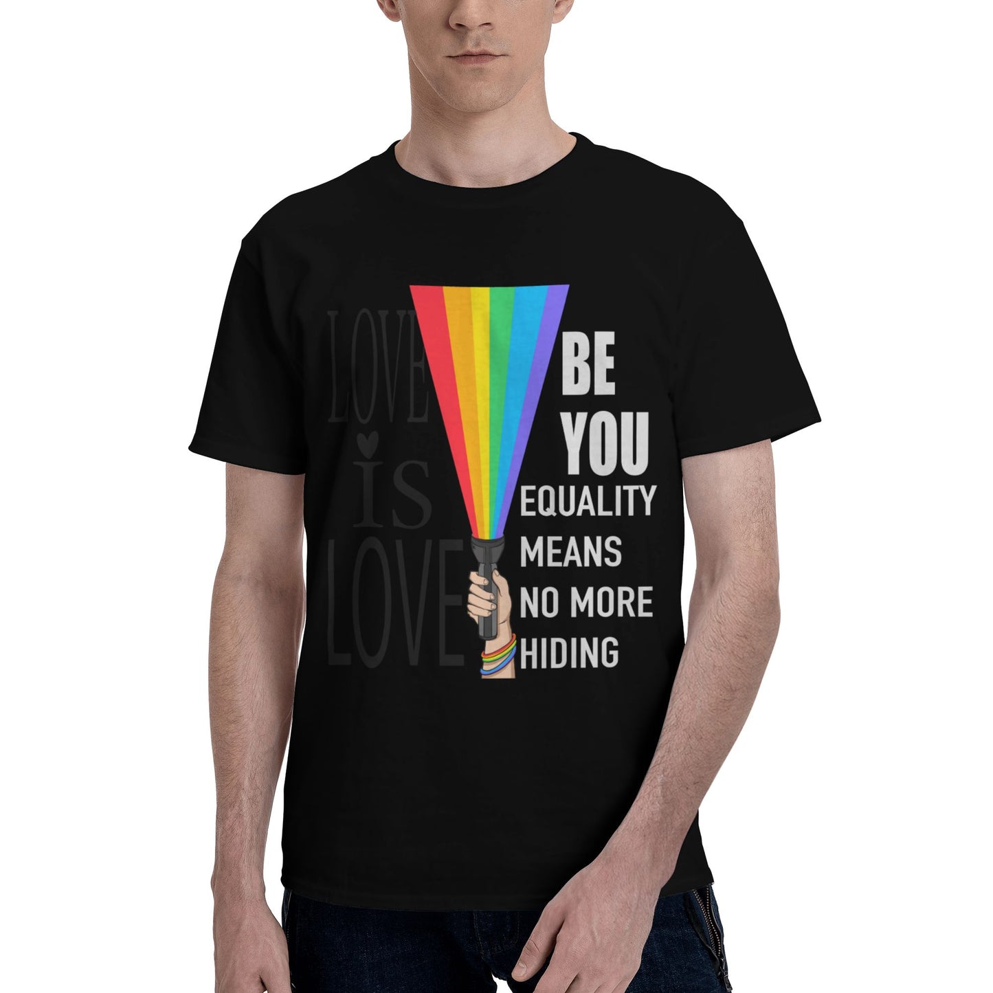 Rainbow Flashlight Short Sleeve Cotton T-Shirt For Men
