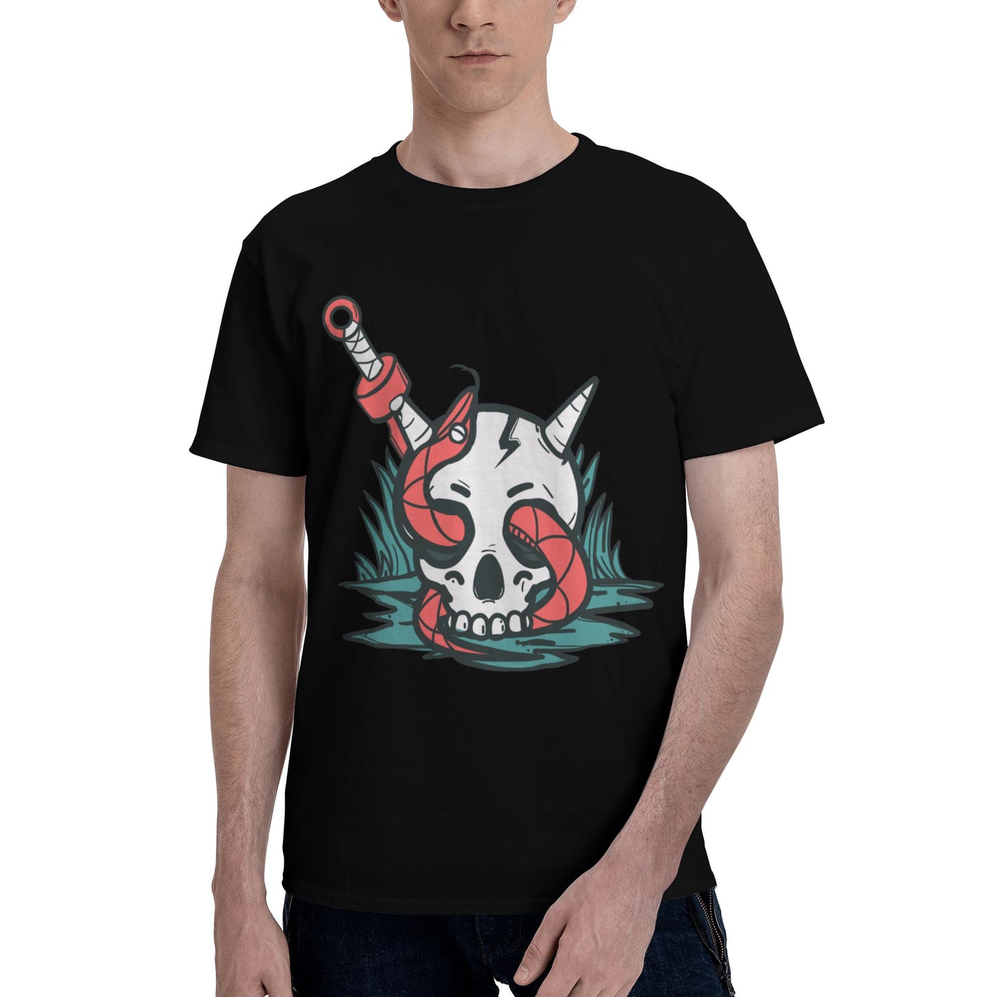 Skull Short Sleeve Cotton T-Shirt For Men