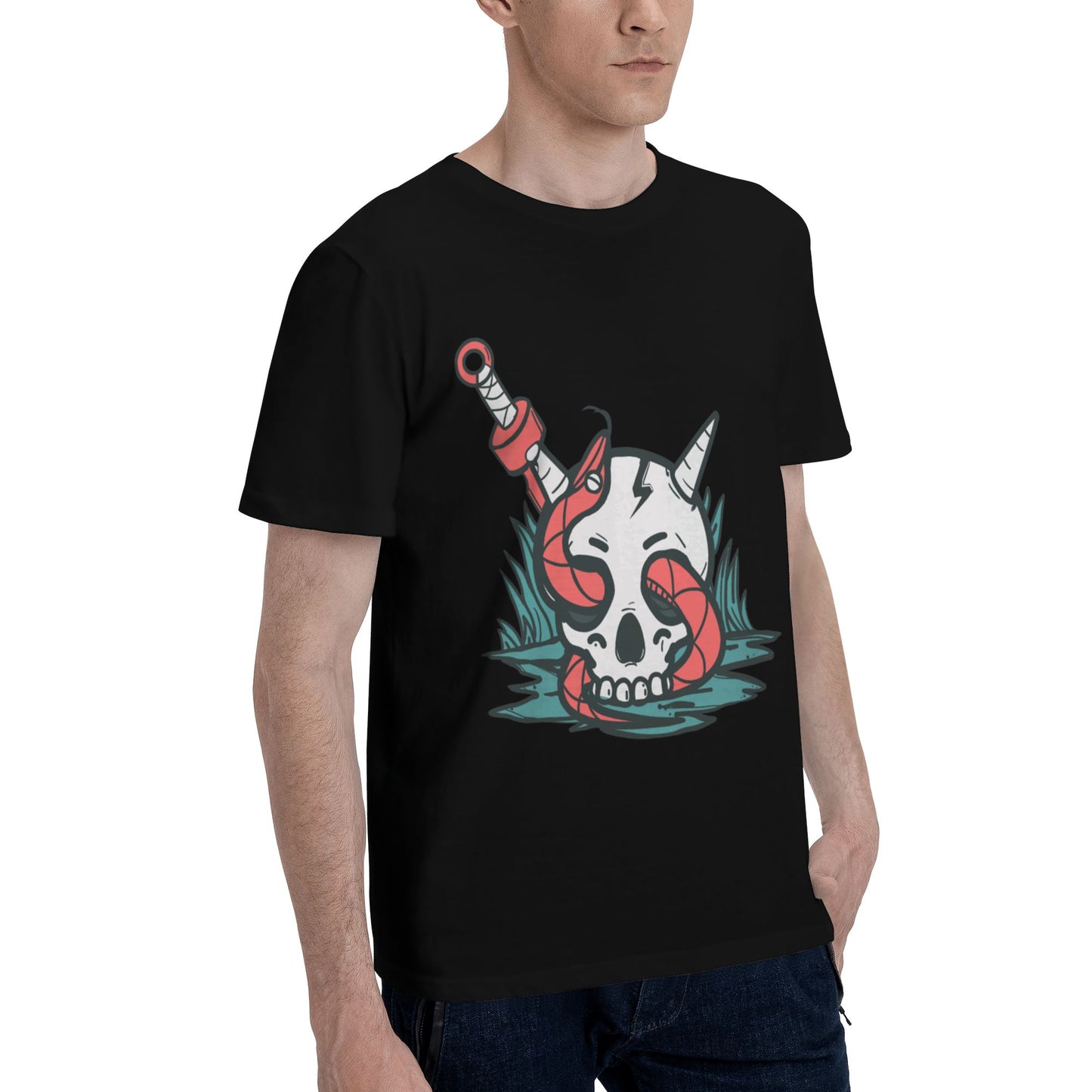 Skull Short Sleeve Cotton T-Shirt For Men