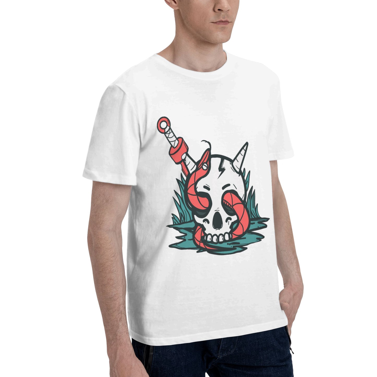Skull Short Sleeve Cotton T-Shirt For Men