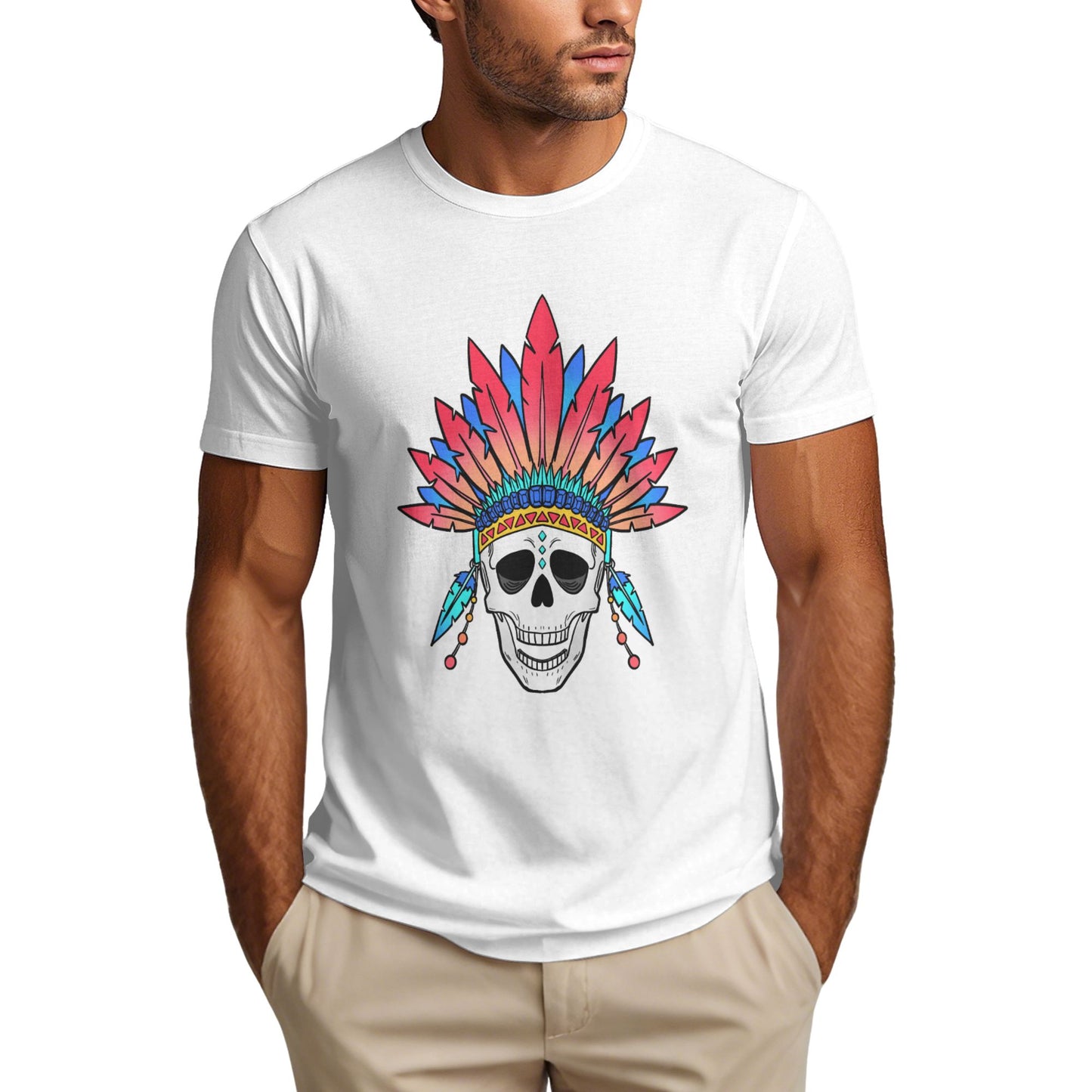 Skull Design Men's Short Sleeve Cotton T-Shirt
