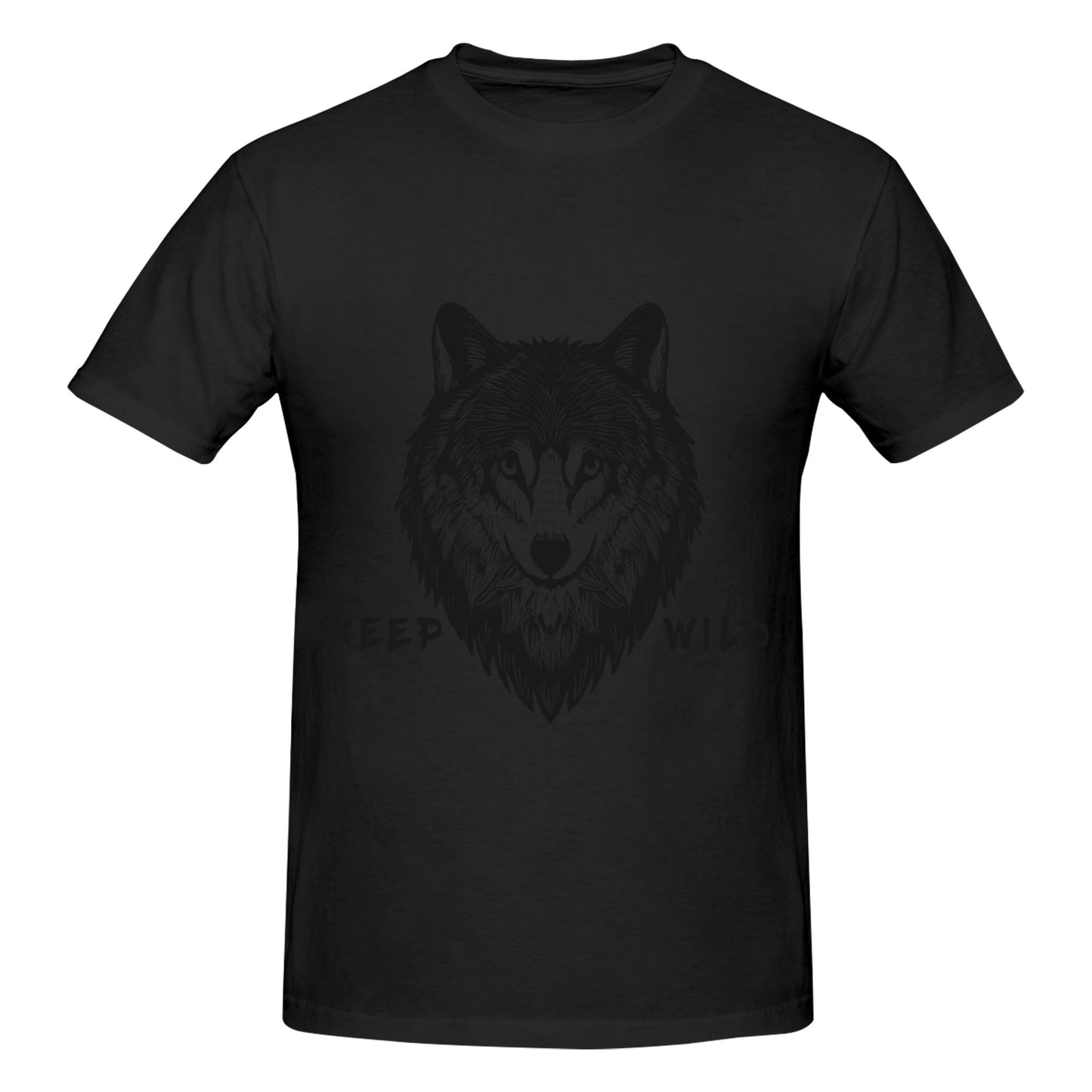 Wolf Printed Short Sleeve Cotton T-Shirt For Men