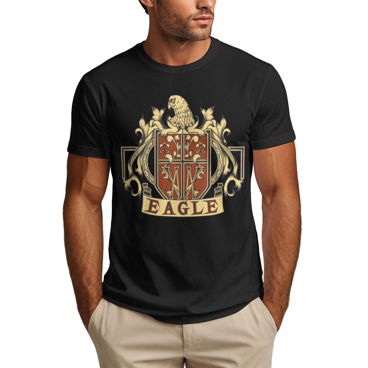 Eagle Badge Men's Short Sleeve Cotton T-Shirt