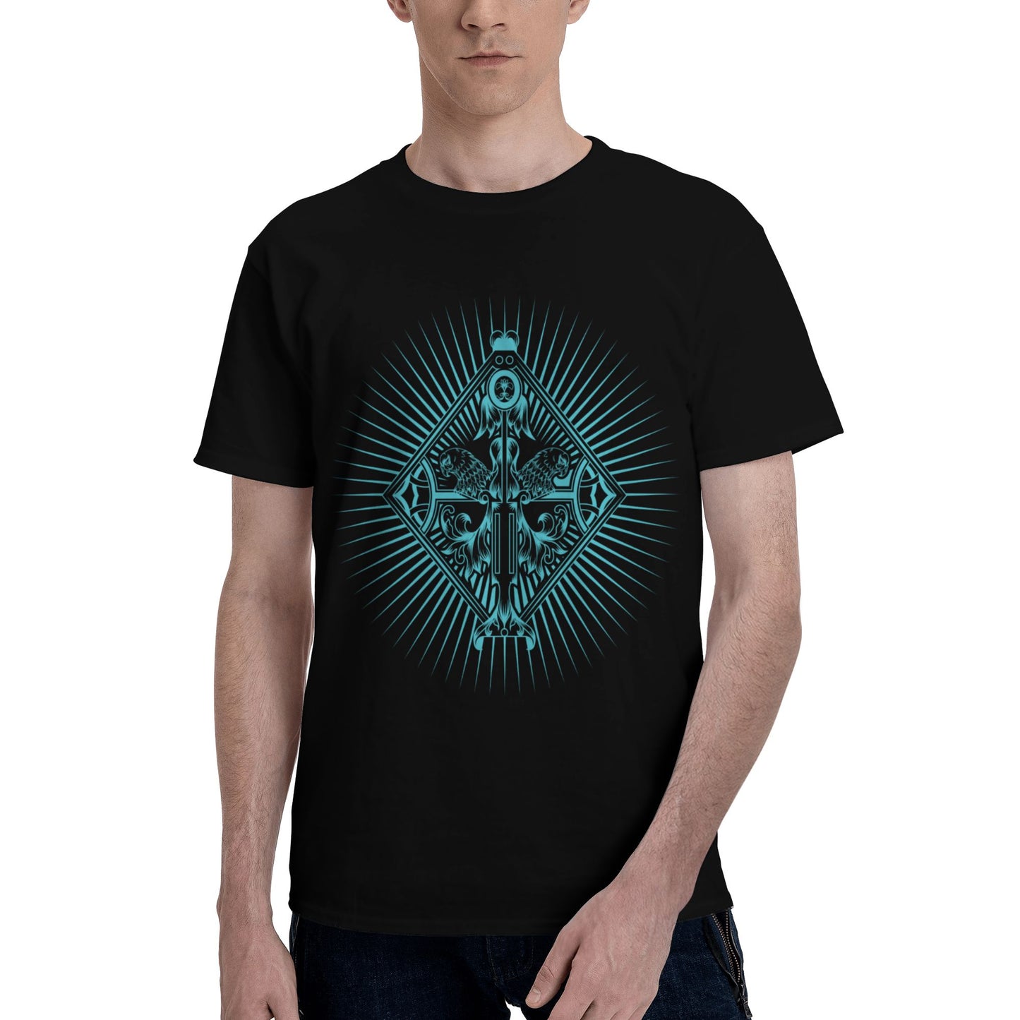 Badge Design Men's Short Sleeve Cotton T-Shirt