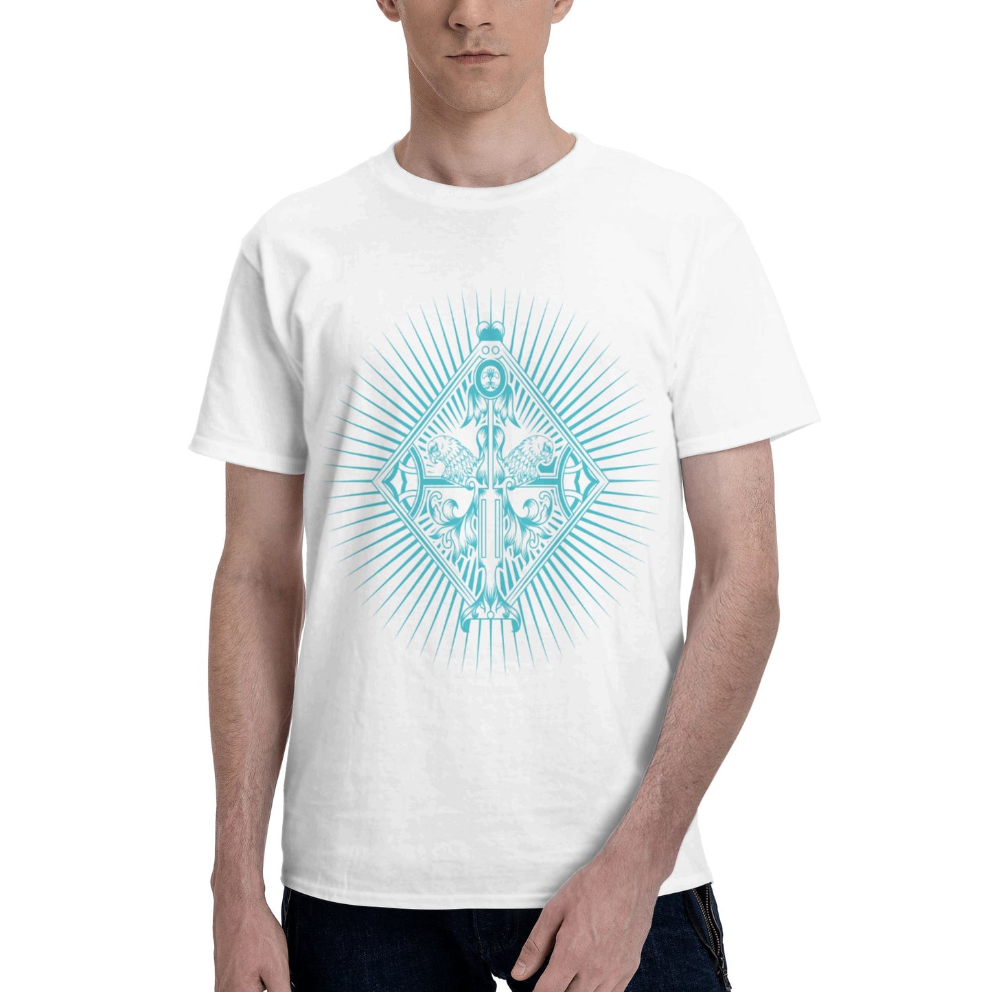Badge Design Men's Short Sleeve Cotton T-Shirt