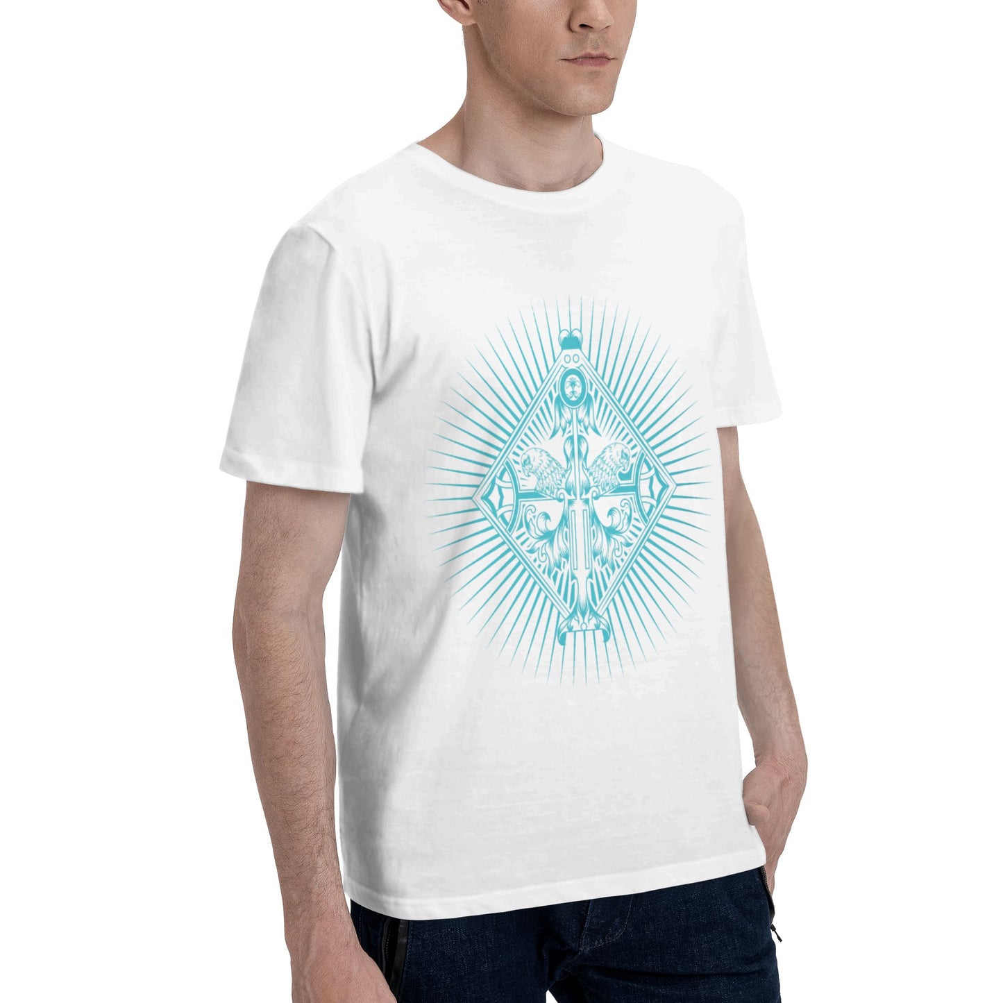 Badge Design Men's Short Sleeve Cotton T-Shirt