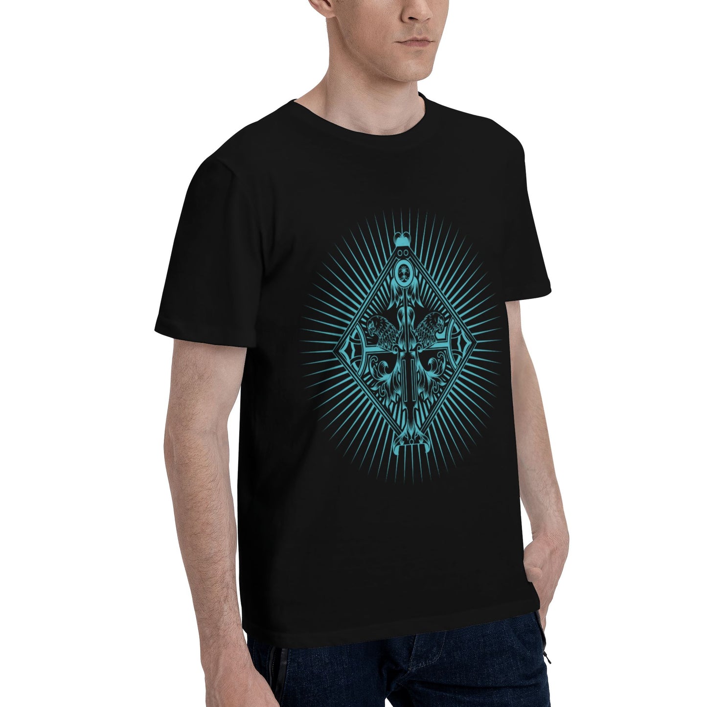Badge Design Men's Short Sleeve Cotton T-Shirt