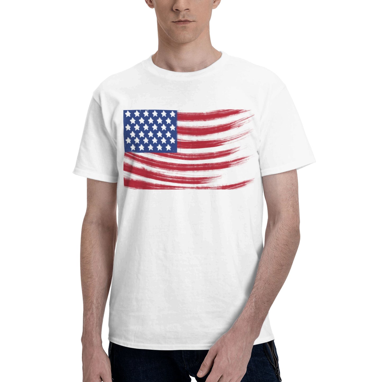 US Flag Short Sleeve Cotton T-Shirt For Men