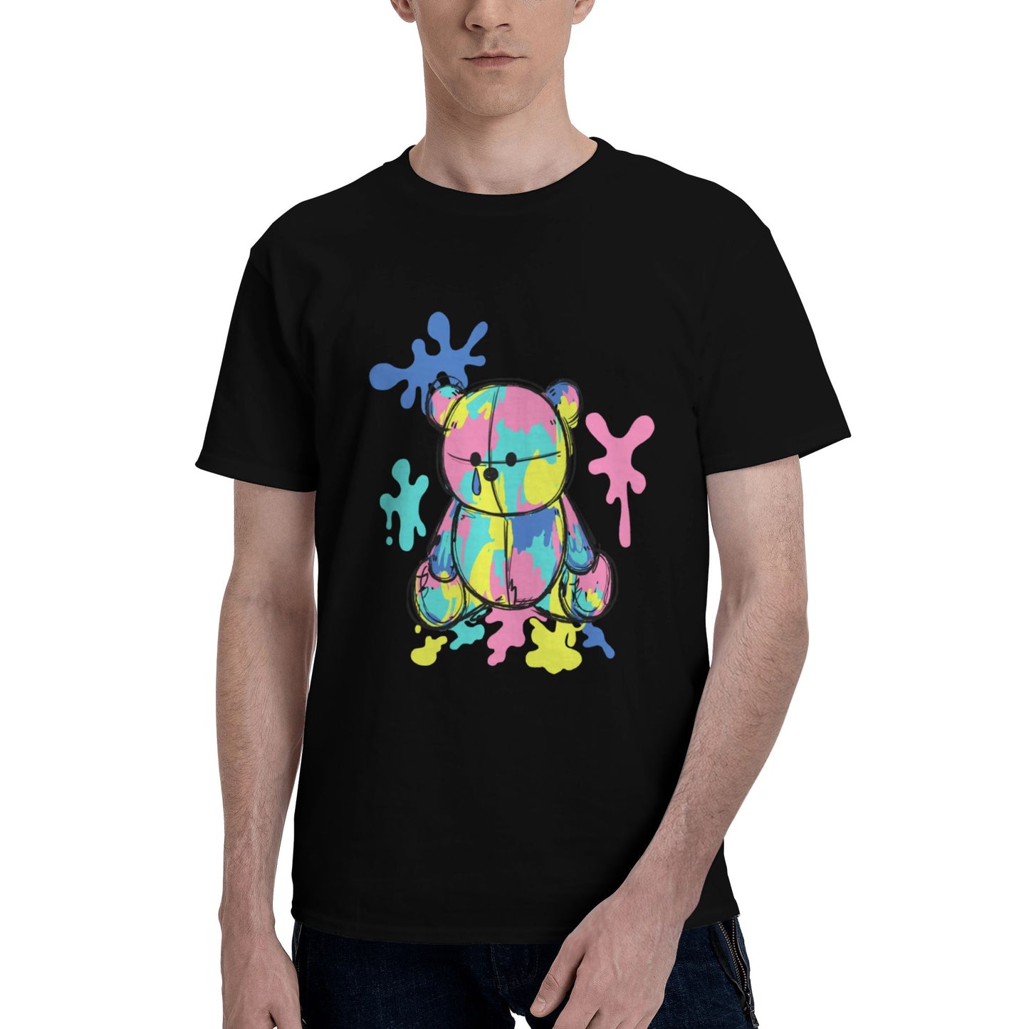 Little Bear Doodle Short Sleeve Cotton T-Shirt For Men