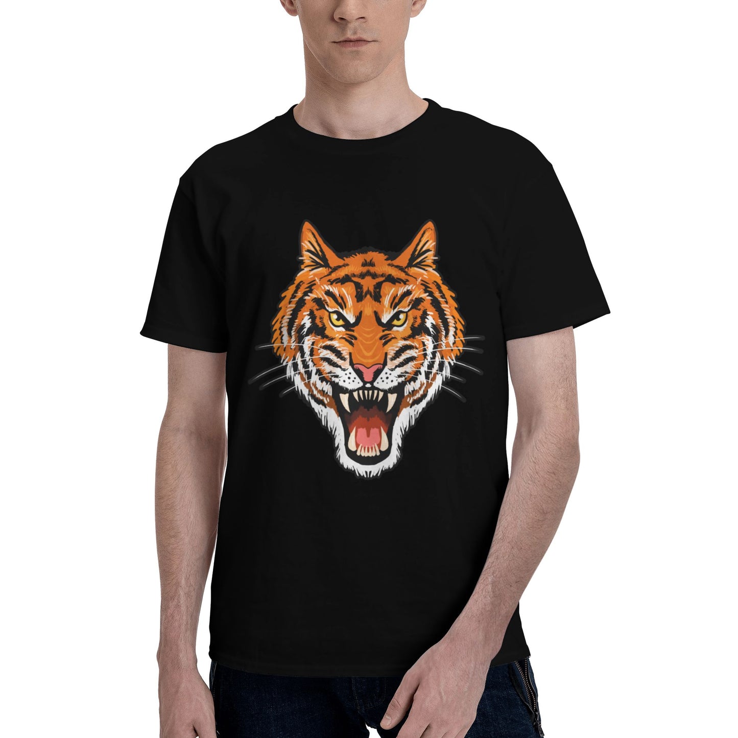 Tiger Short Sleeve Cotton T-Shirt For Men
