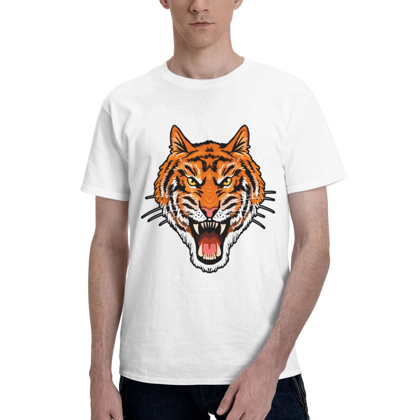 Tiger Short Sleeve Cotton T-Shirt For Men