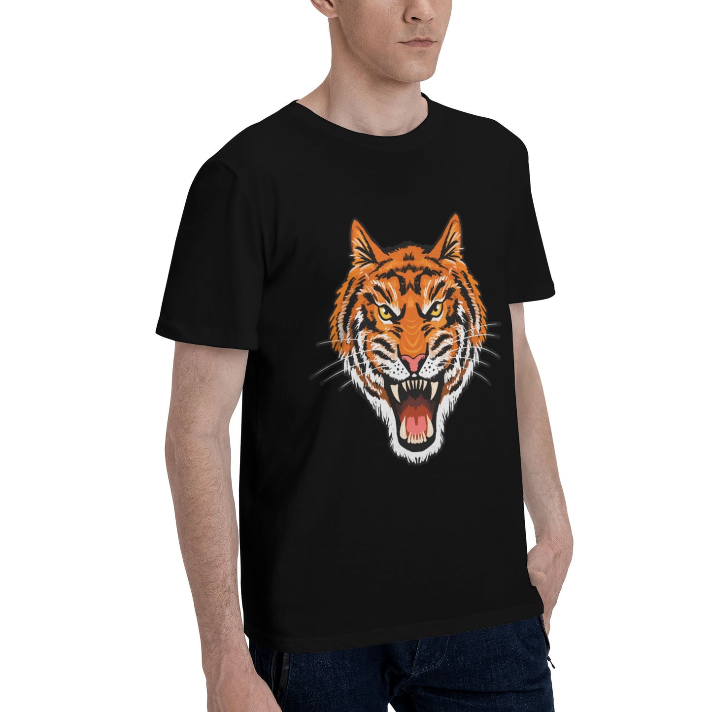 Tiger Short Sleeve Cotton T-Shirt For Men