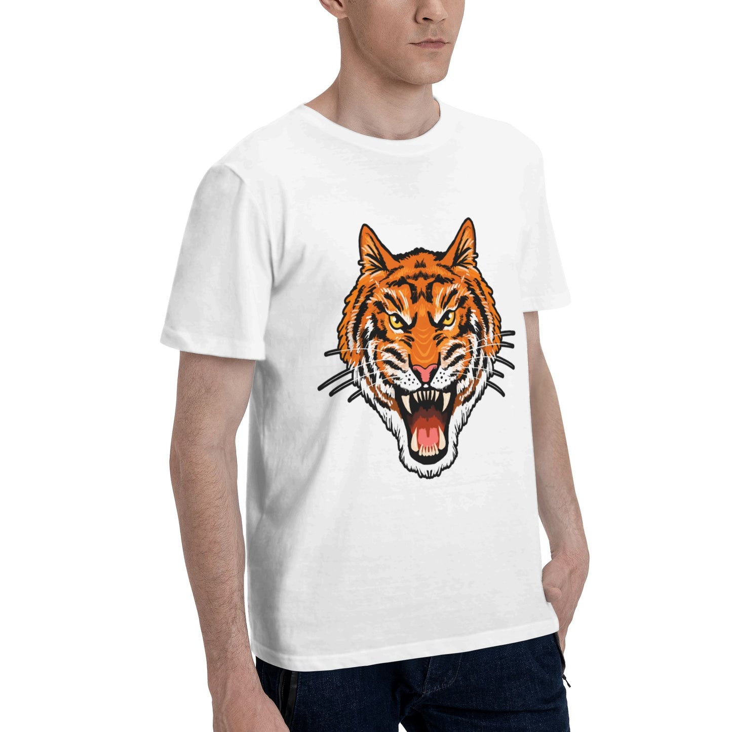 Tiger Short Sleeve Cotton T-Shirt For Men