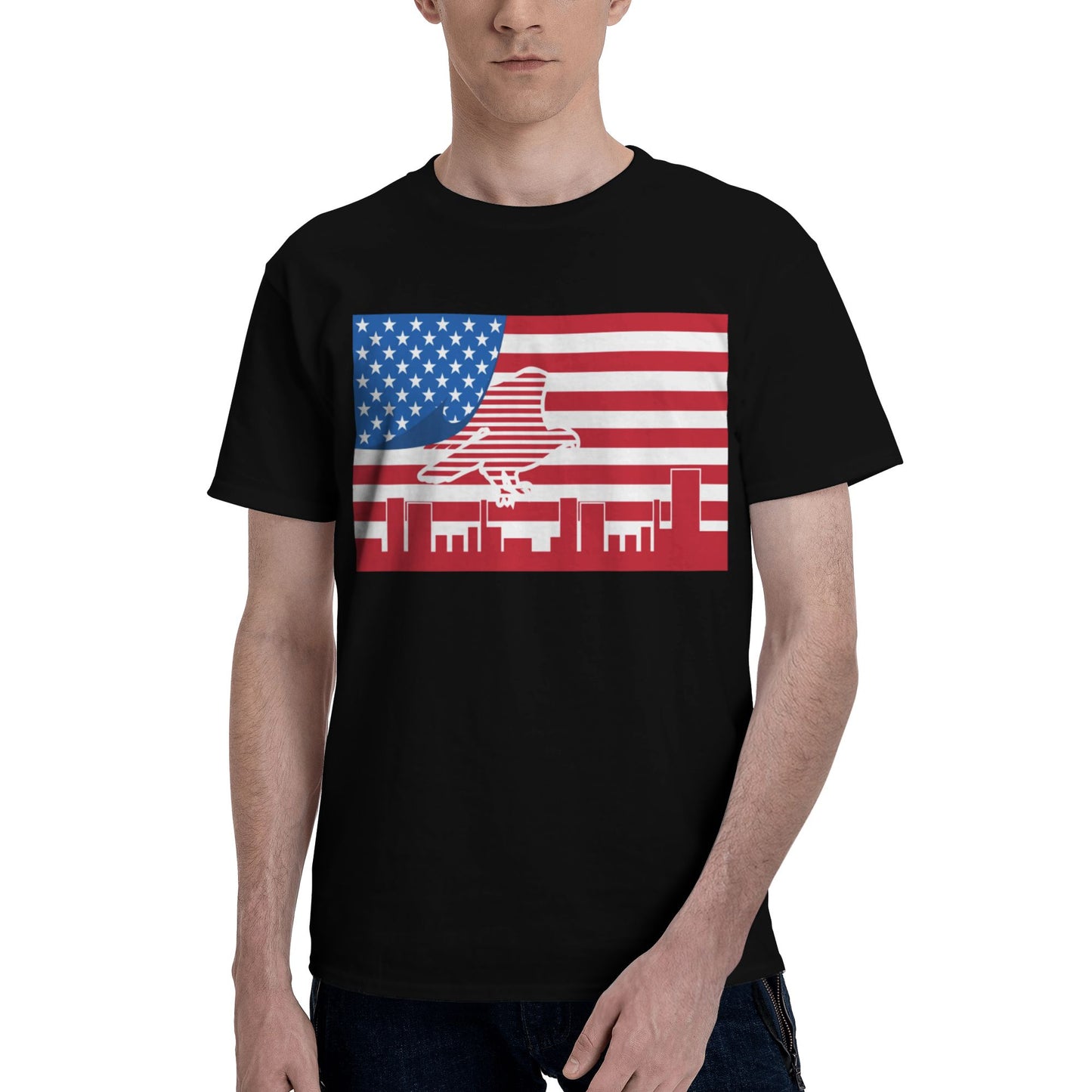 Flag Design Men's Short Sleeve Cotton T-Shirt