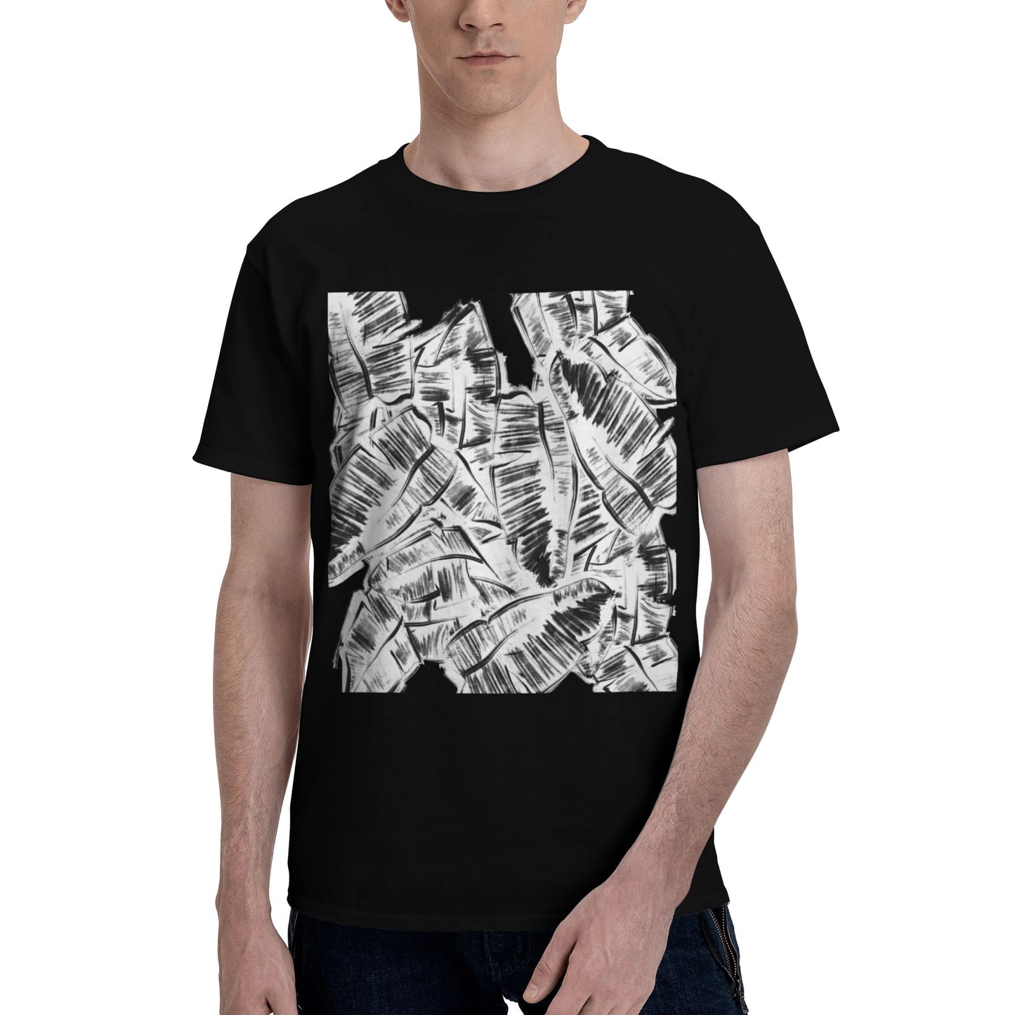 Leaves Short Sleeve Cotton T-Shirt For Men