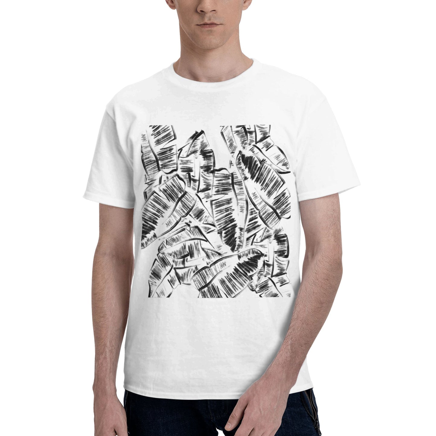 Leaves Short Sleeve Cotton T-Shirt For Men