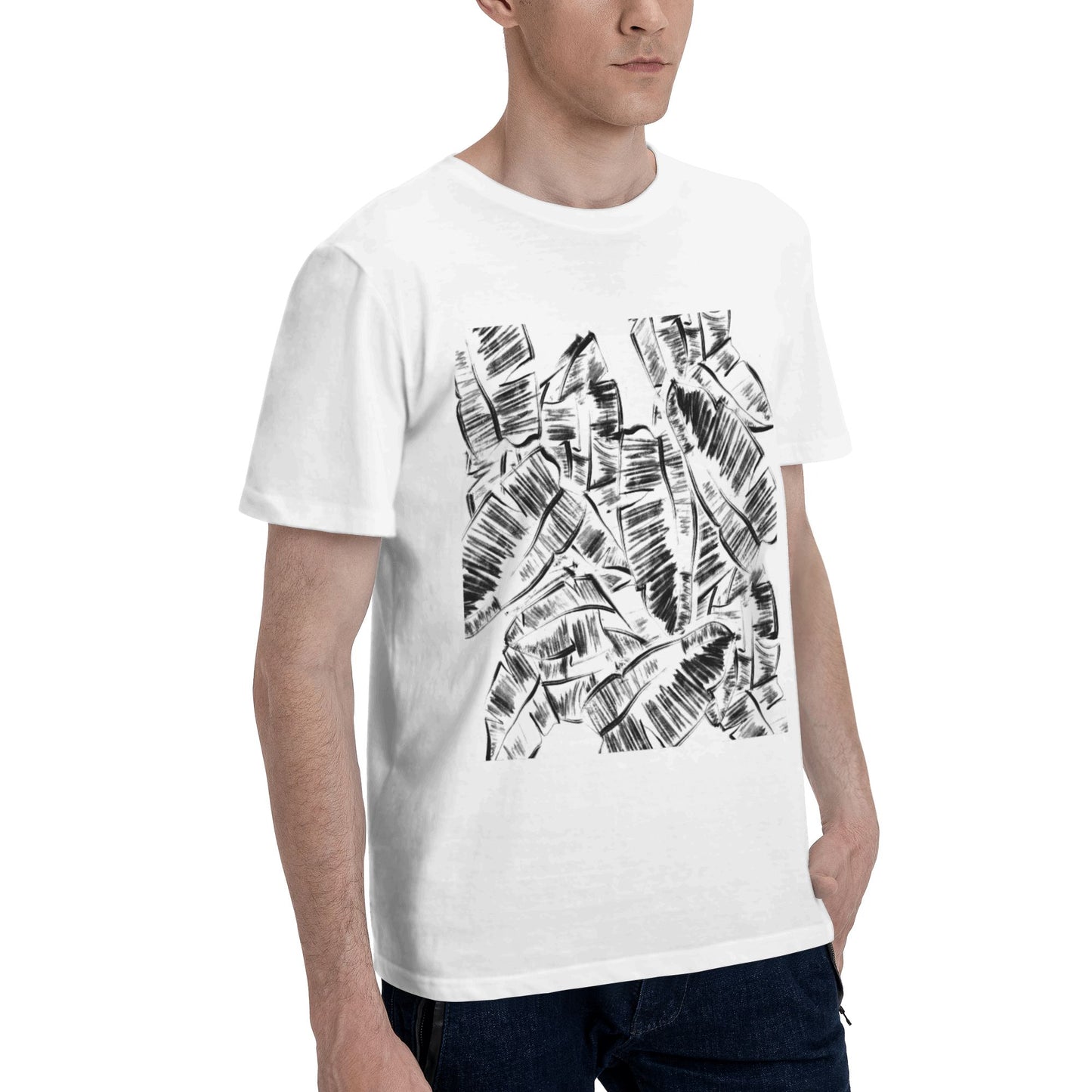 Leaves Short Sleeve Cotton T-Shirt For Men