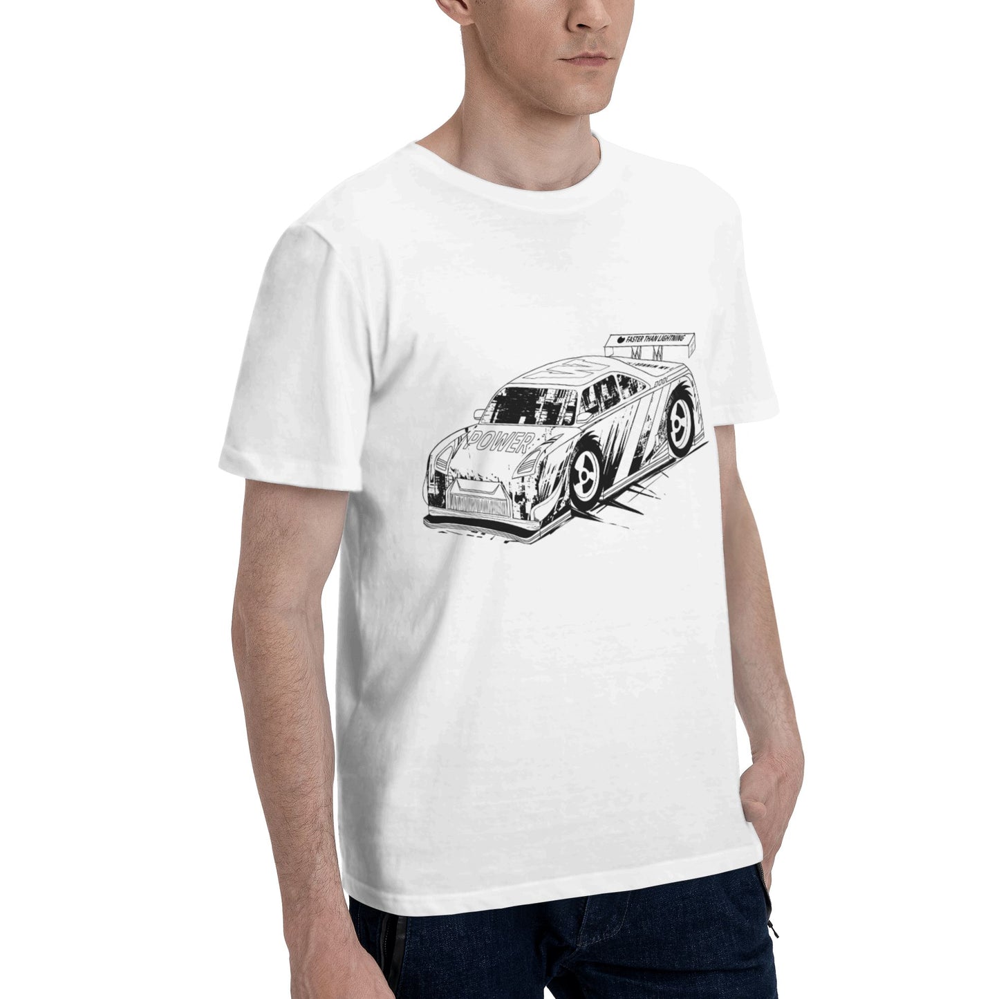 Racing Car Short Sleeve Cotton T-Shirt For Men