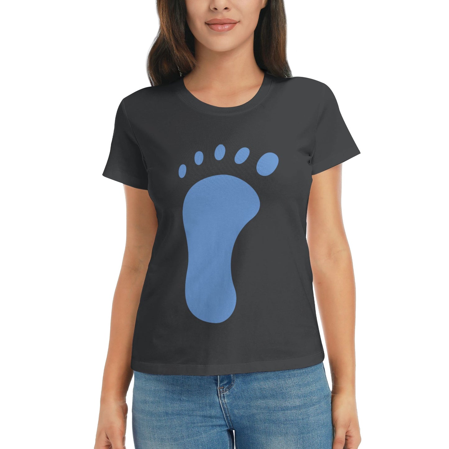Footprints Women's Short Sleeve Cotton T-Shirt