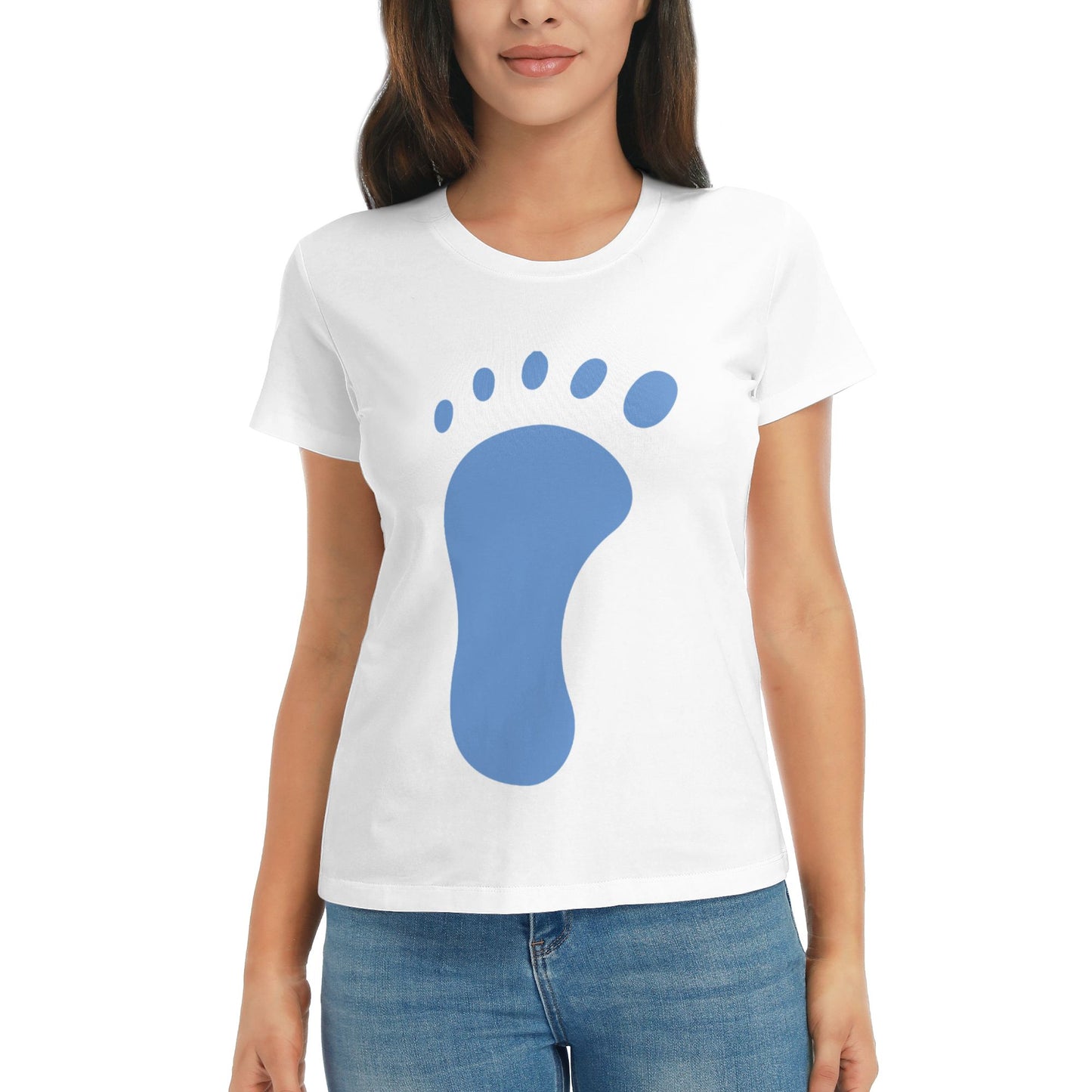 Footprints Women's Short Sleeve Cotton T-Shirt