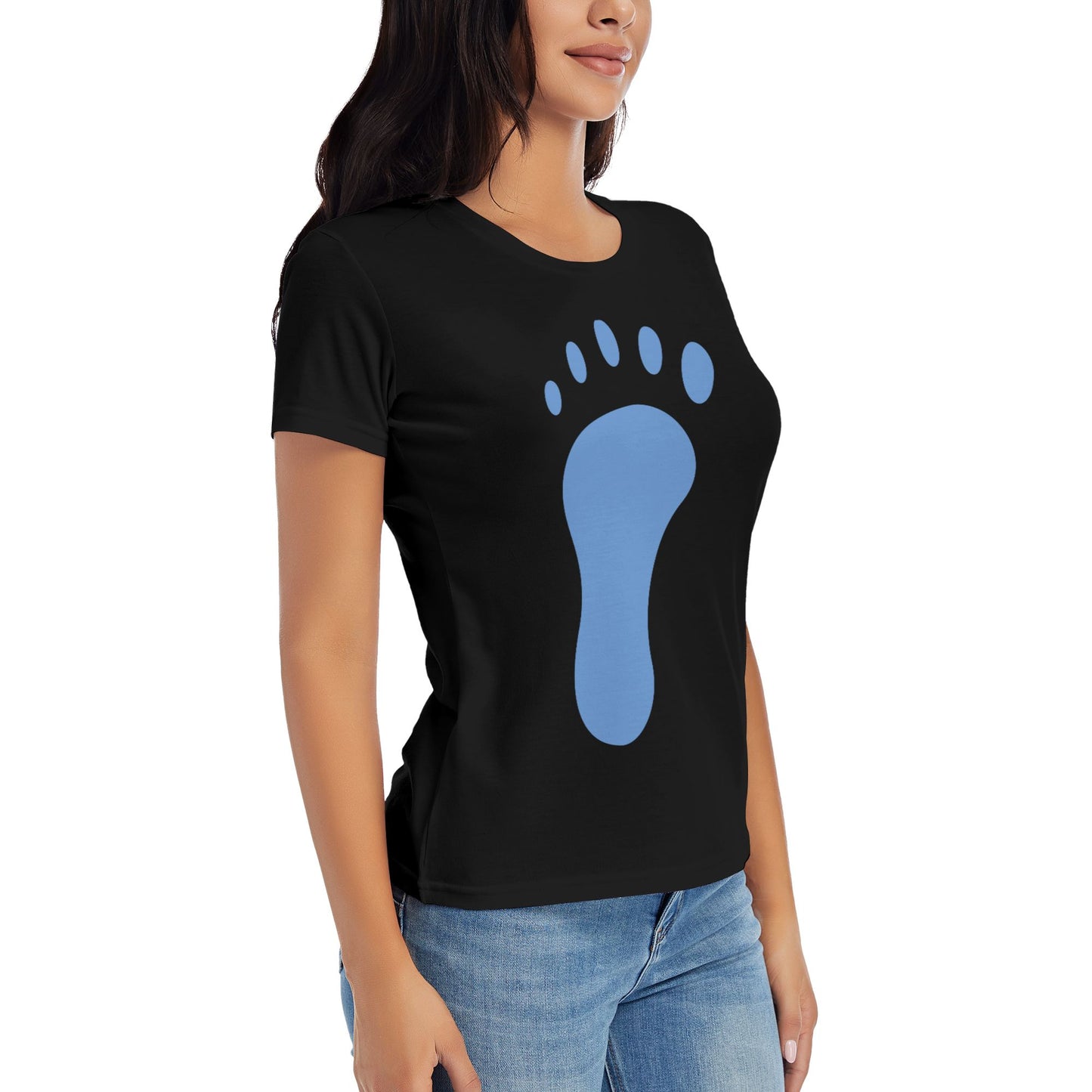 Footprints Women's Short Sleeve Cotton T-Shirt