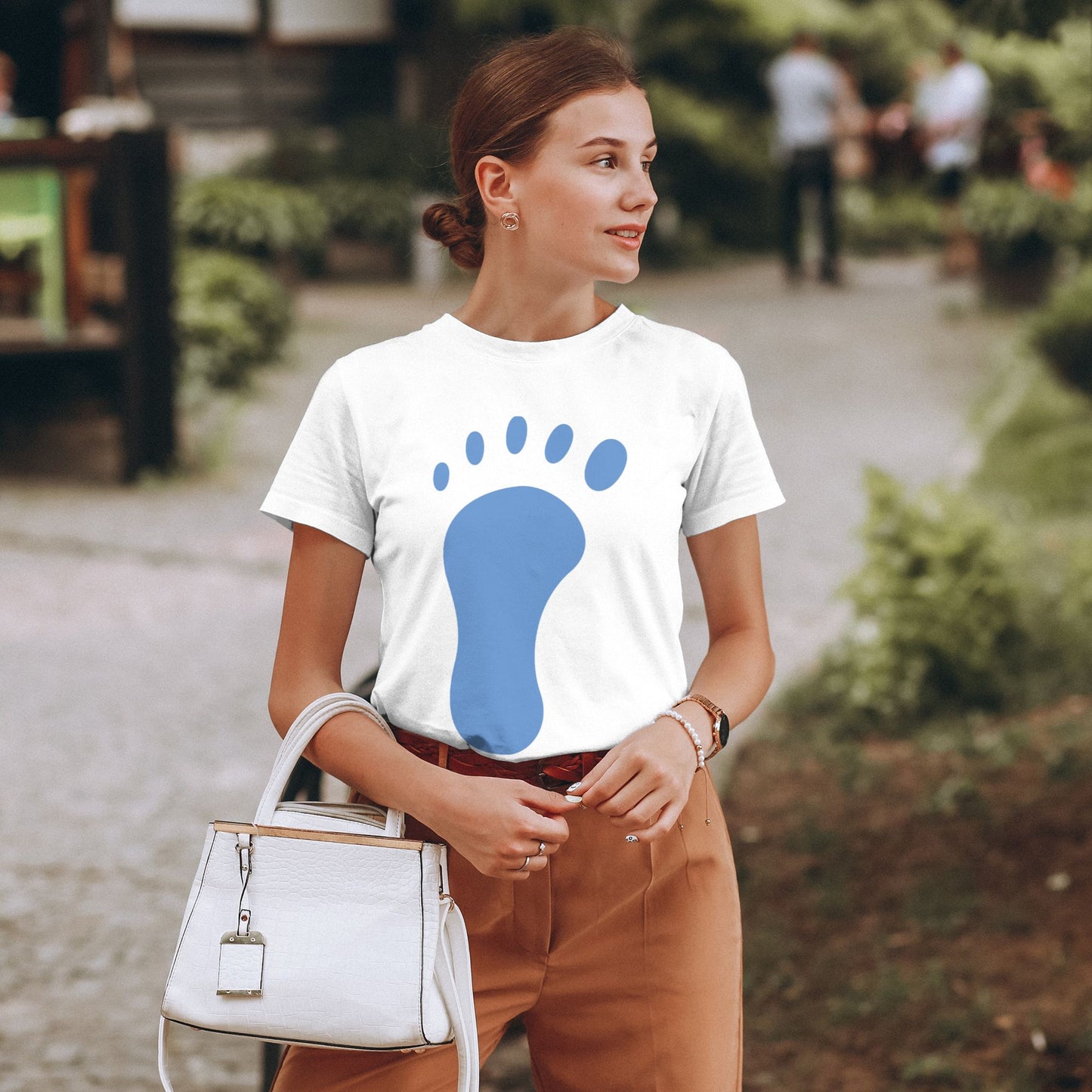 Footprints Women's Short Sleeve Cotton T-Shirt