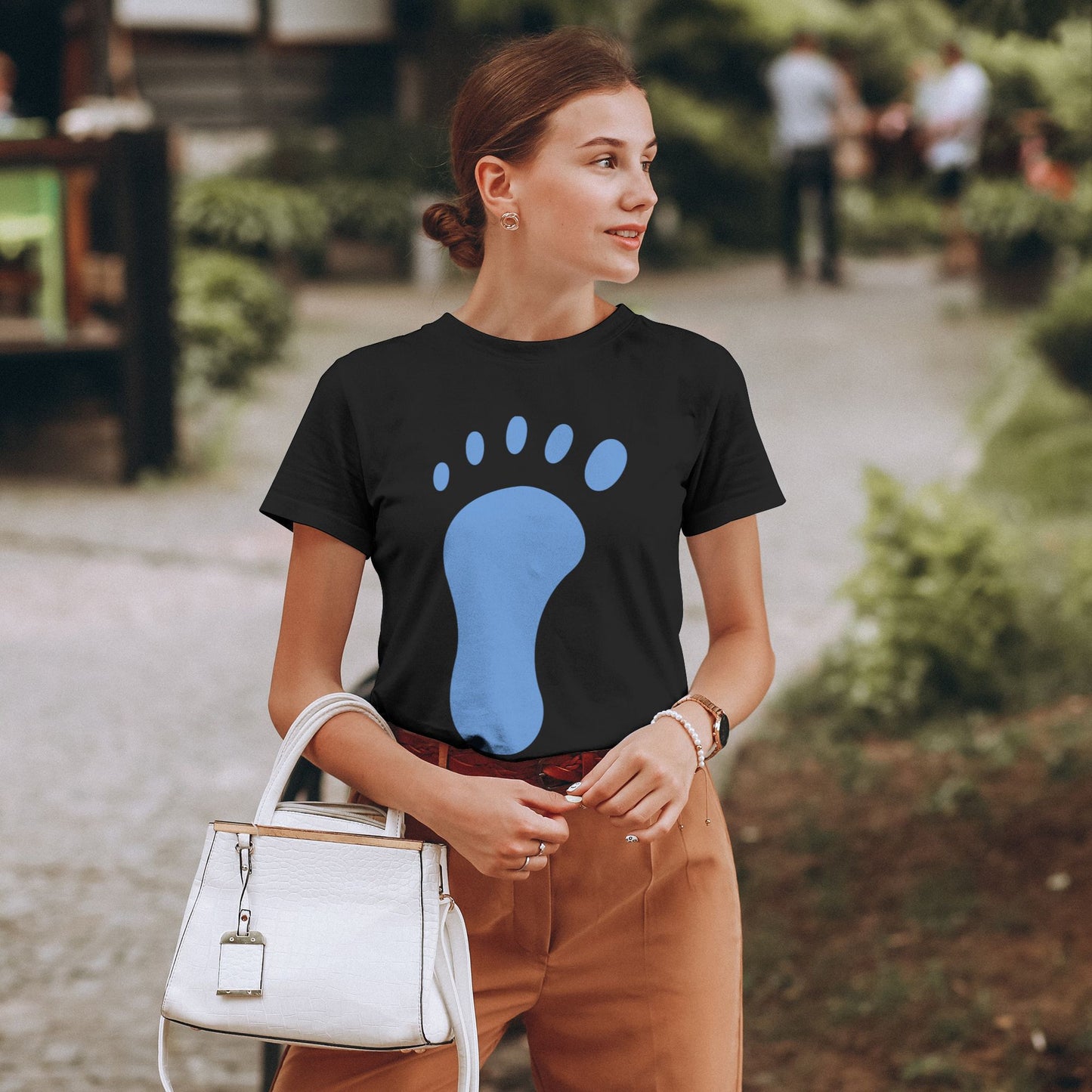 Footprints Women's Short Sleeve Cotton T-Shirt
