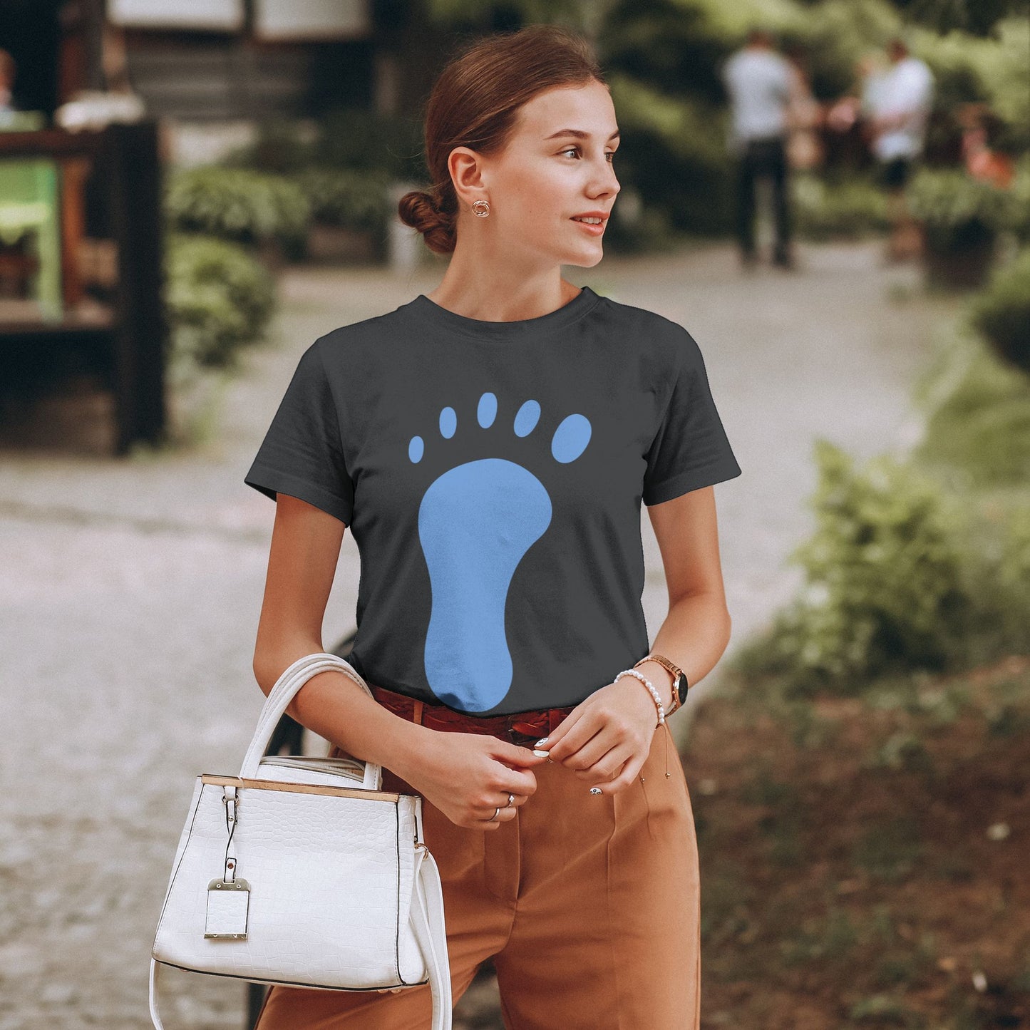 Footprints Women's Short Sleeve Cotton T-Shirt