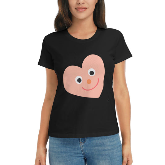 Pink Heart Women's Short Sleeve Cotton T-Shirt