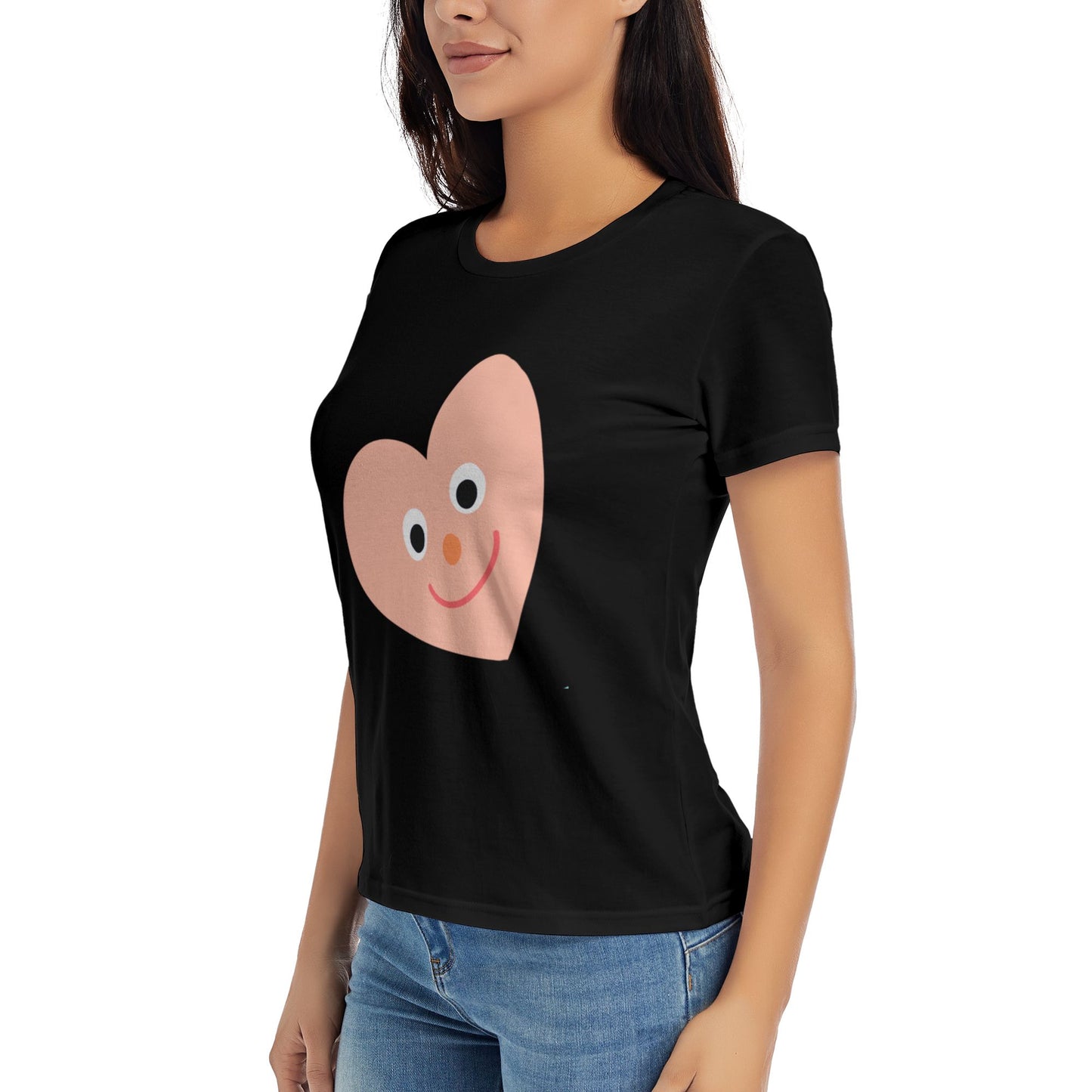 Pink Heart Women's Short Sleeve Cotton T-Shirt